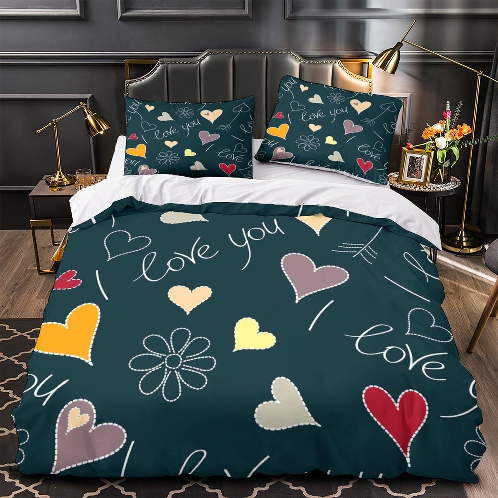 Housse de couette infroissable 135x200 entretien facile microfibre 3D