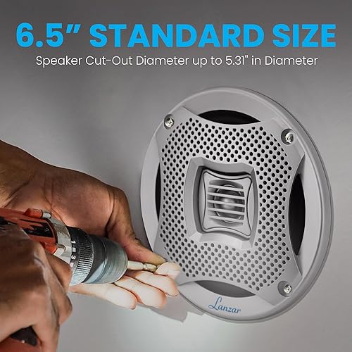 Miniatura 3 de Lanzar Altavoces marinos de 6.5 pulgadas, sistema de sonido estéreo de audio resistente al agua de 2 vías con potencia de 400 W, parrillas