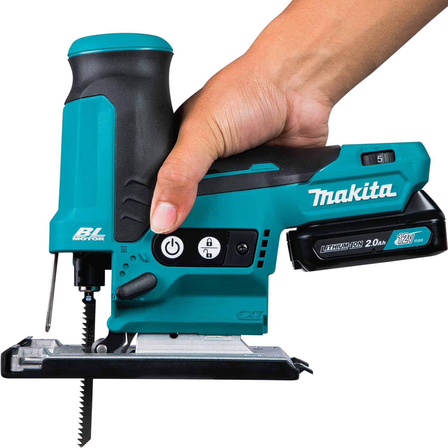 Makita, seghetto alternativo a batteria, JV102DZ 280W, 10.8V/senza batterie e caricabatterie