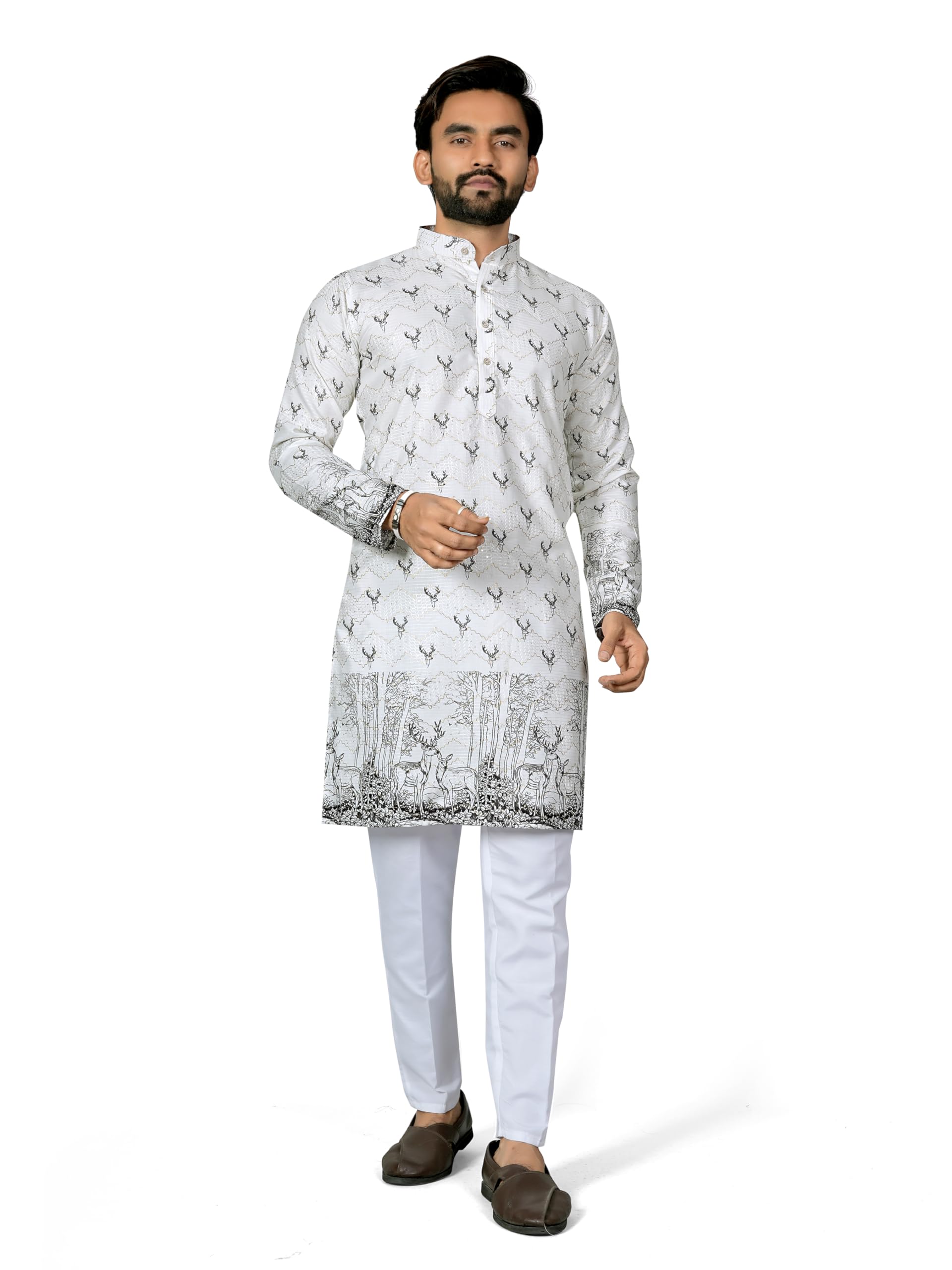 Men’s Digital Printed Rayon Kurta | Ethnic Traditional Kurta for Wedding (Only Kurta)-picture-47
