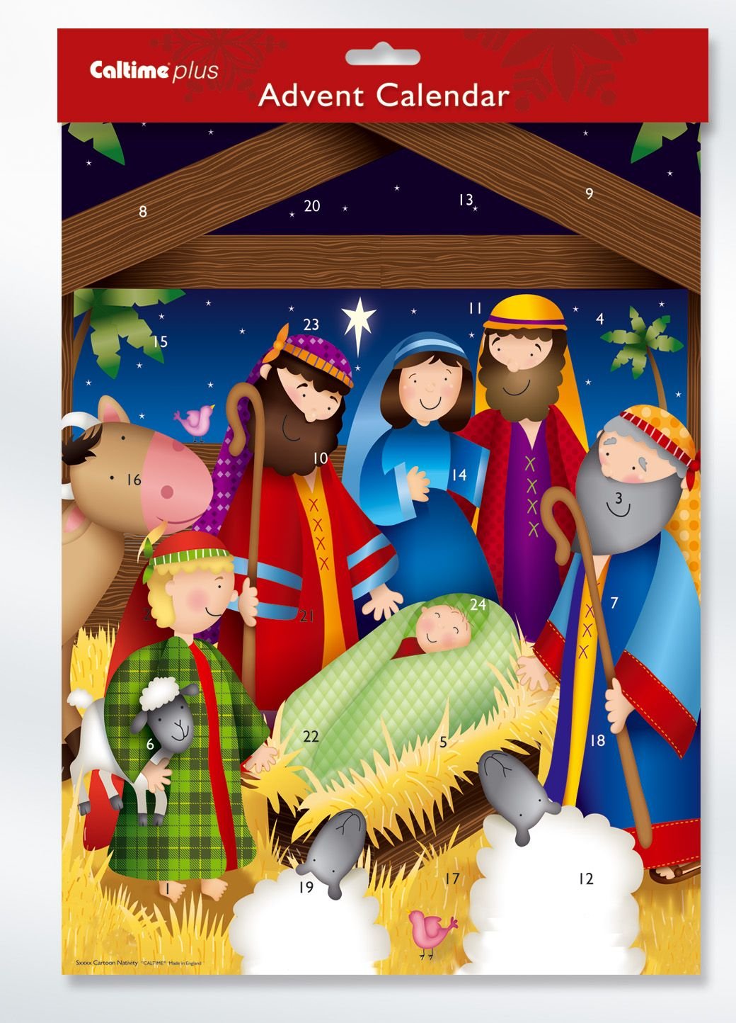 Caltime White Cartoon Nativity Advent Calendar With Envelope - 27 Cm X 37.5 Cm - S1045 010458