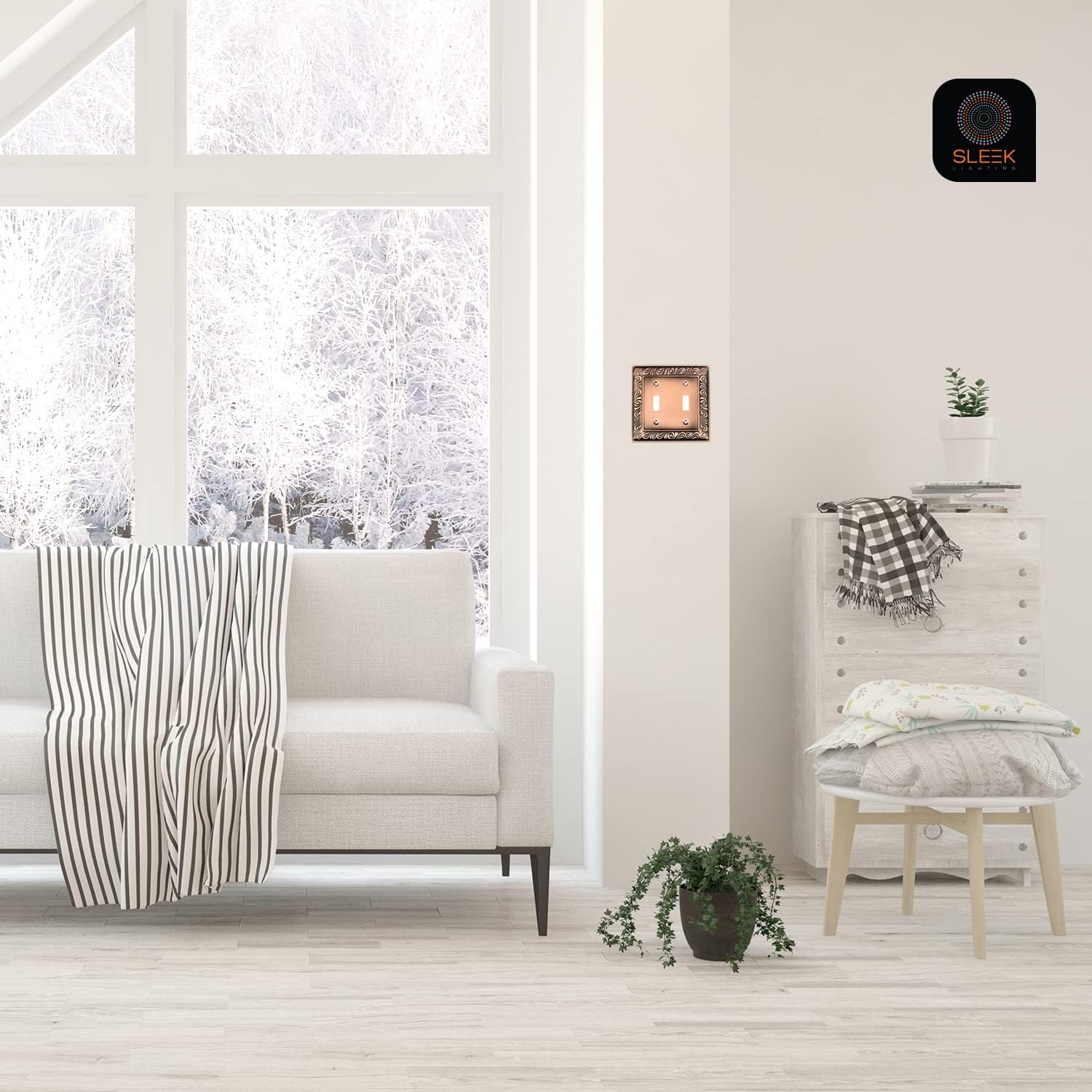 SleekLighting | Wall plates Decorative Tumbled Antique Copper | Electric Outlet and Switch Covers| Style: 1 Gang Duplex (2 Pack)