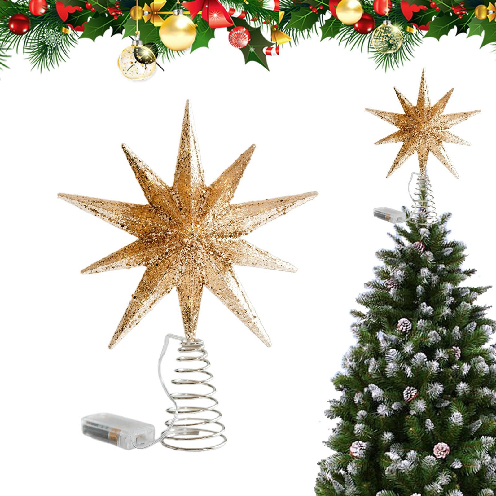 Estrella preiluminada para árbol de Navidad que llena de luz festiva tu decoración hogareña