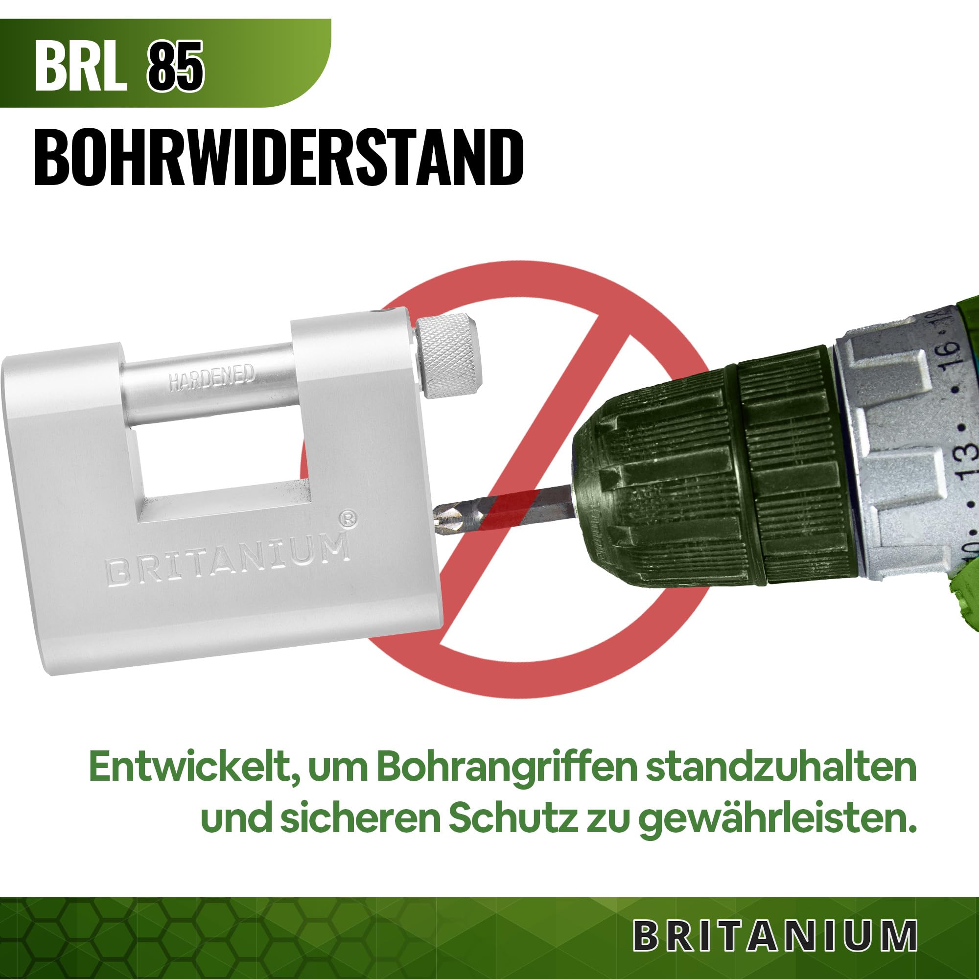 BRL85 Schwerlast Wetterfestes Vorhängeschloss mit 10 Schlüssel - 14 mm Schnittfester Bügel, Anti-Bohr Zylinder | Sicherheitsschloss für Tor, Versandcontainer, Garage, Anhängerschloss