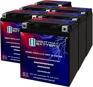 Mighty Max Battery YB12A-A -12 Volt 12 AH, 165 CCA, Rechargeable Maintenance Free SLA AGM Motorcycle Battery - Pack of 6