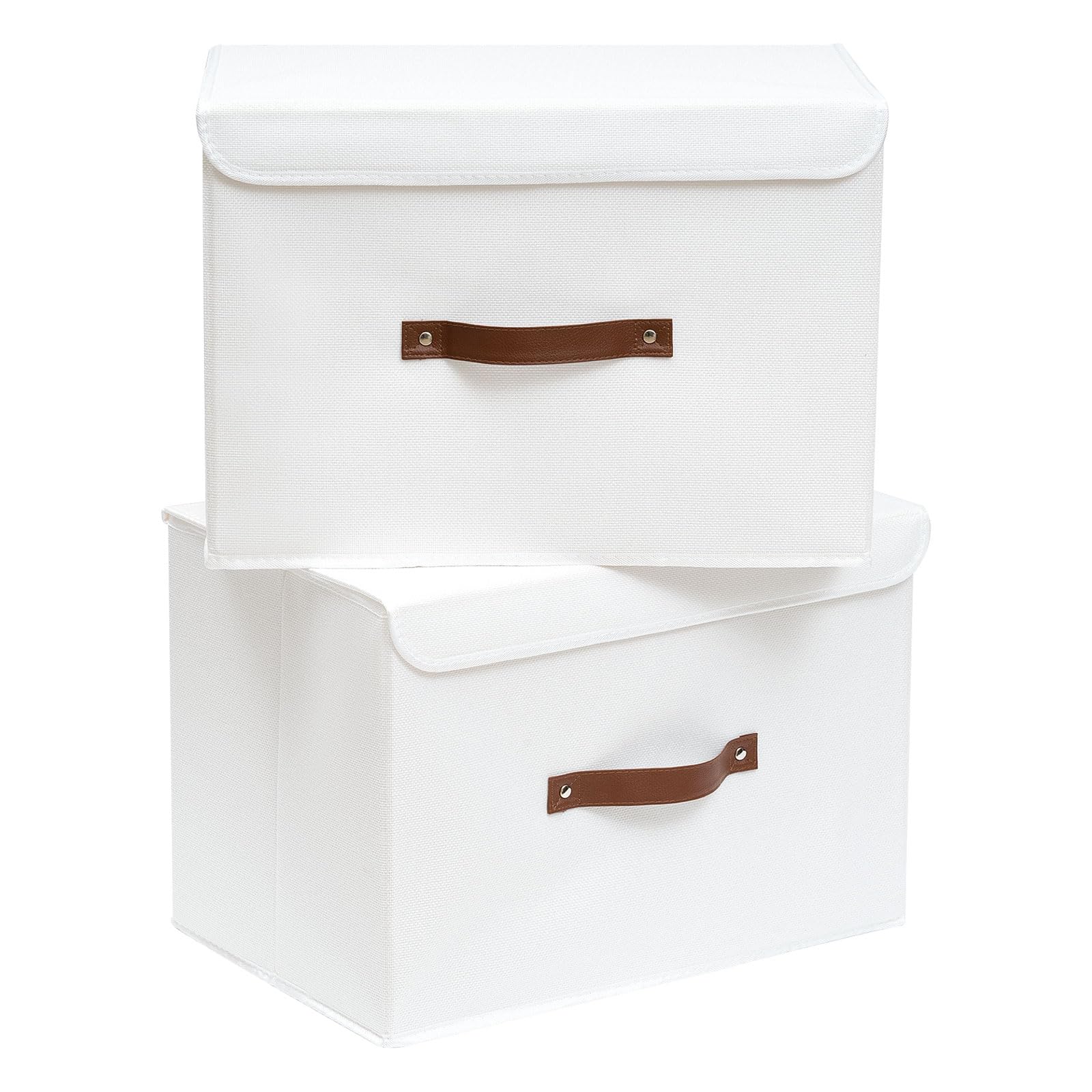 Fabric Storage Bins With Lid, 2 Handles And Clear Window, Washable