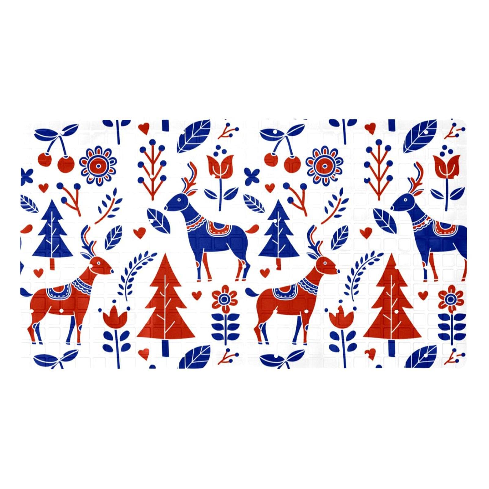 Tapis de salle de bain antidérapant scandinave folk avec ventouses
