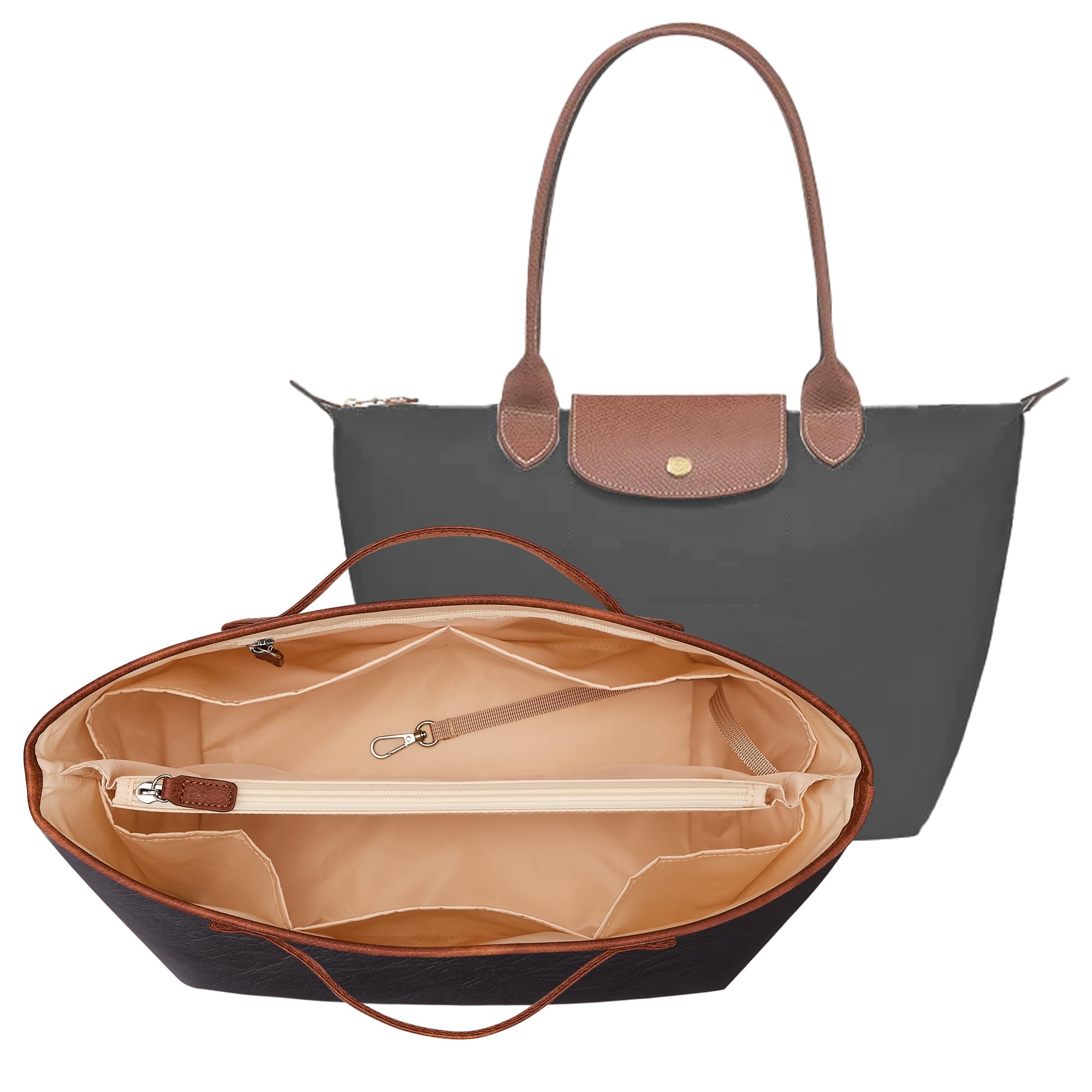 KALIDI Organizer Bag Insert For Longchamp Le Pliage L Xtra, Large Black | Ultra-light Waterproof Upgraded Anti Scratch Fabric Inside Divider Multi Pockets Sleeve Women For Tote Bag Handbag Purse Black L L-11.6*6.9*8.8in