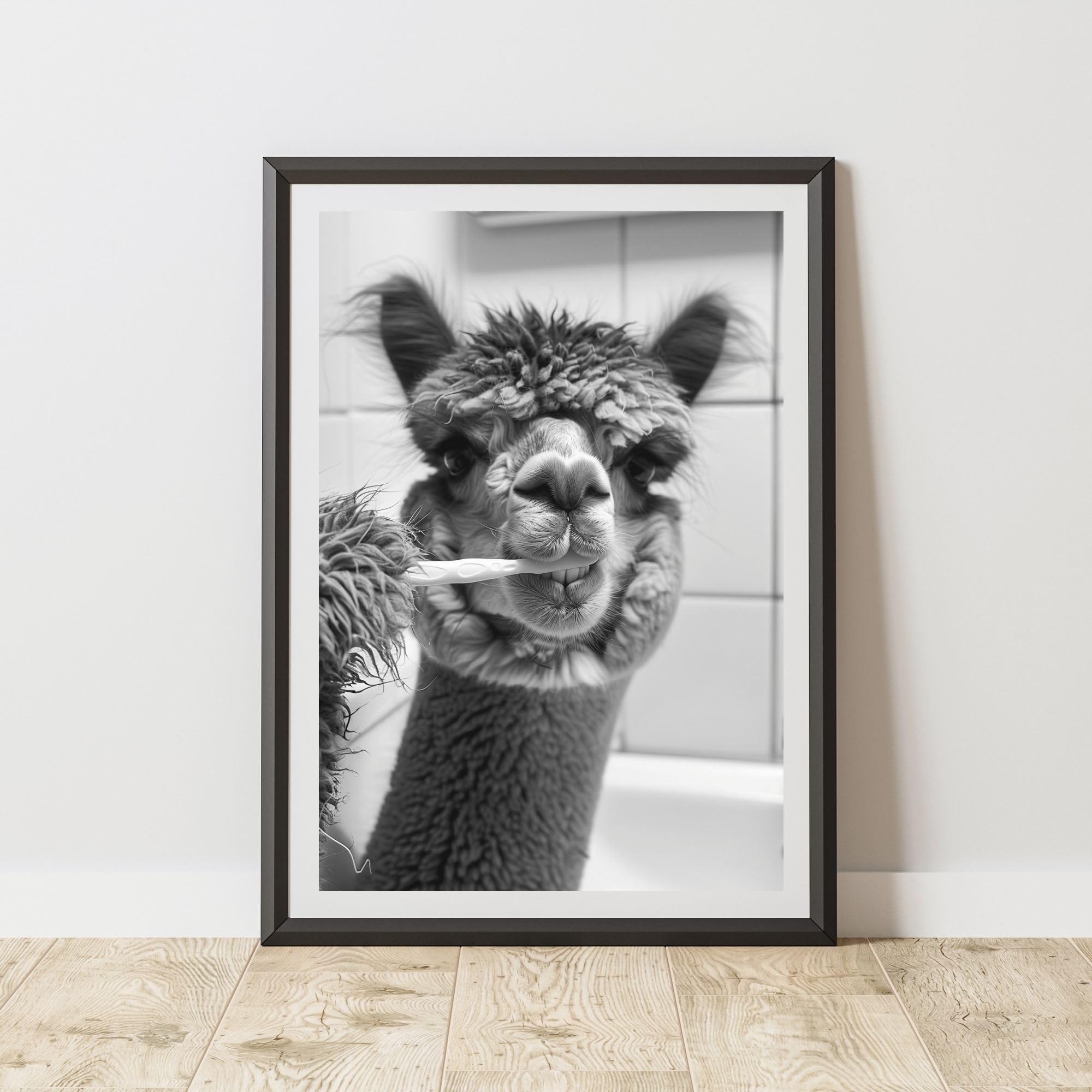 60 SECOND MAKEOVER Alpaca Blend Wall Art A3 Black & White Quirky Animal Print