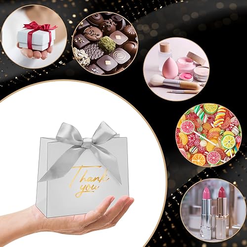 Miniatura 3 de Paquete de 30 pequeñas bolsas de regalo de agradecimiento, mini bolsas de regalo, bolsas de dulces a granel con lazo plateado para baby shower,