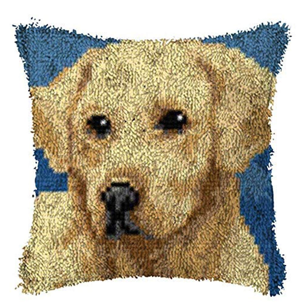 Photo 1 of 16.9''X16.9'' Latch Hook Rug Kits DIY Pillow Mat Rug Making for Kids Adults Beginners,Dog