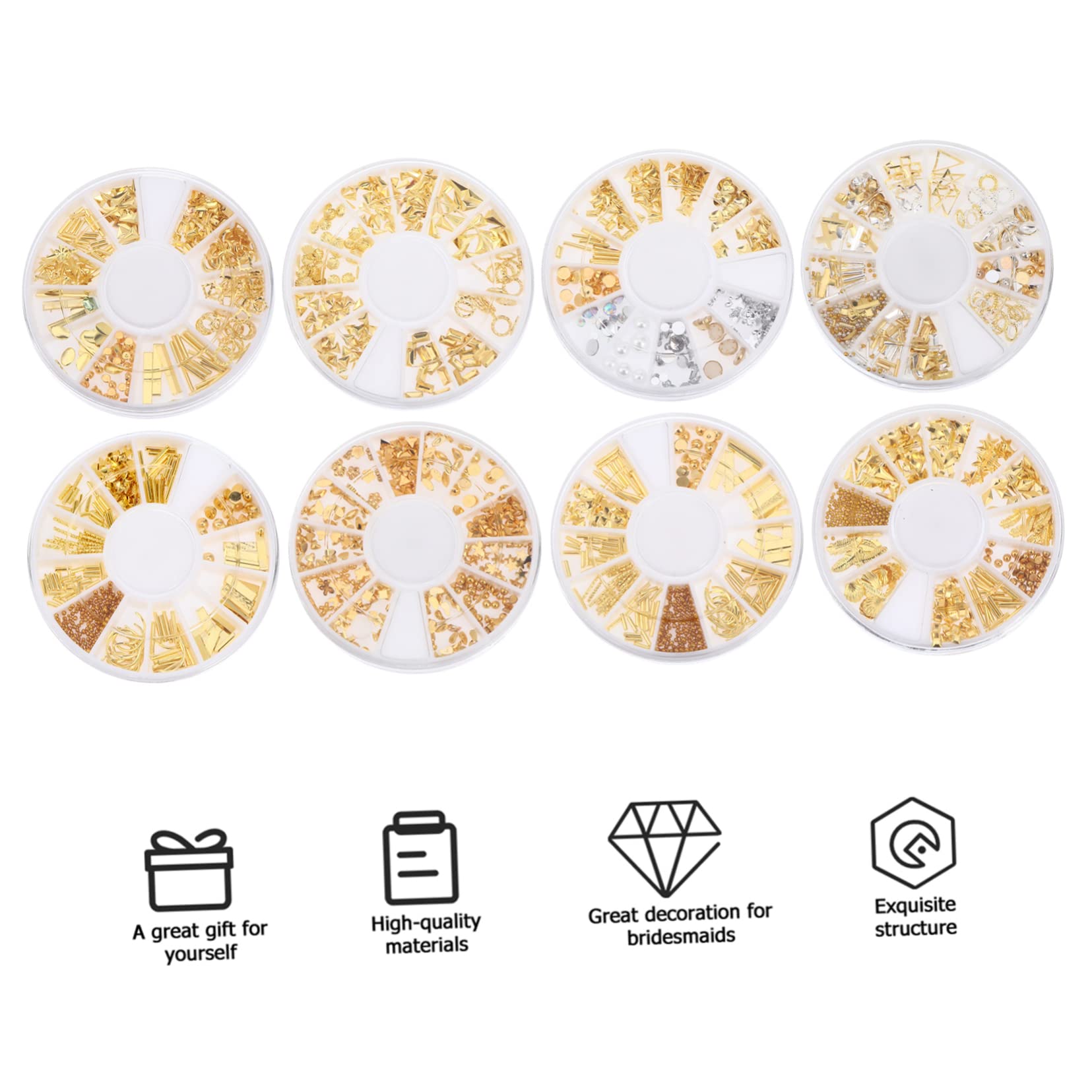 Healeved Scatole Decorazione Per Unghie in Lega Abbellimenti Applicati Adesivi Per Unghie Chiodo Abbellimenti Per Unghie Paillettes Scintillanti Per Unghie Disco Svuotare Plastica