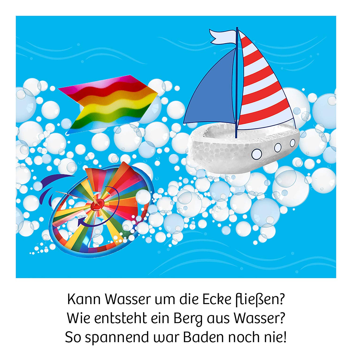 KOSMOS 657833 Experimente für die Badewanne, Experimentier-Spaß mit Seifenboot, Wasserrad und Taucherglocke, Forscher-Set, Experimentierset für Kinder, Badewannen-Spielzeug ab 6 Jahre - 2
