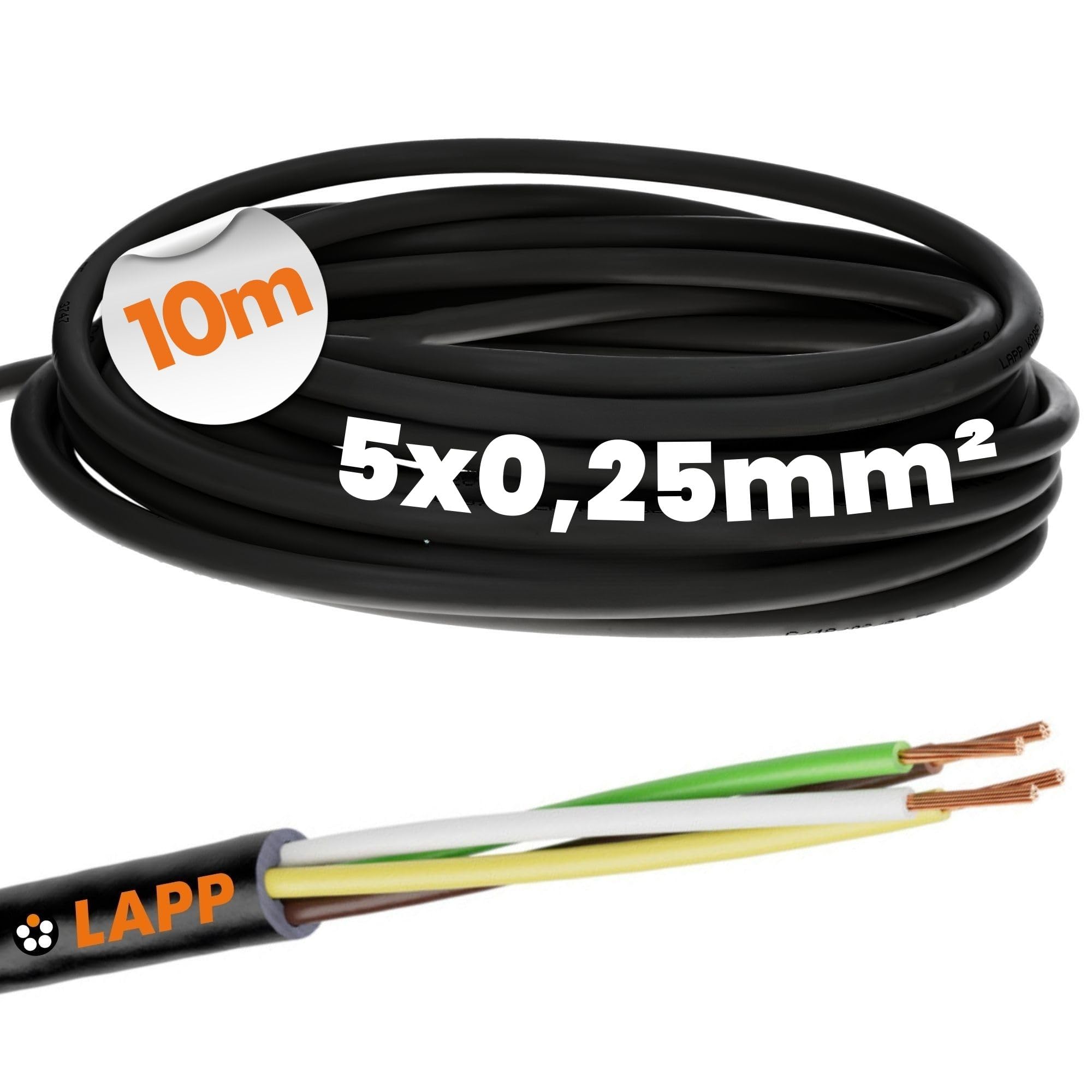 Lapp 1030220 LiYY - Cable de control de PVC (10 m, 5 x 0,25 mm², 5 hilos, 5 hilos, cable de señal, cable soldador)