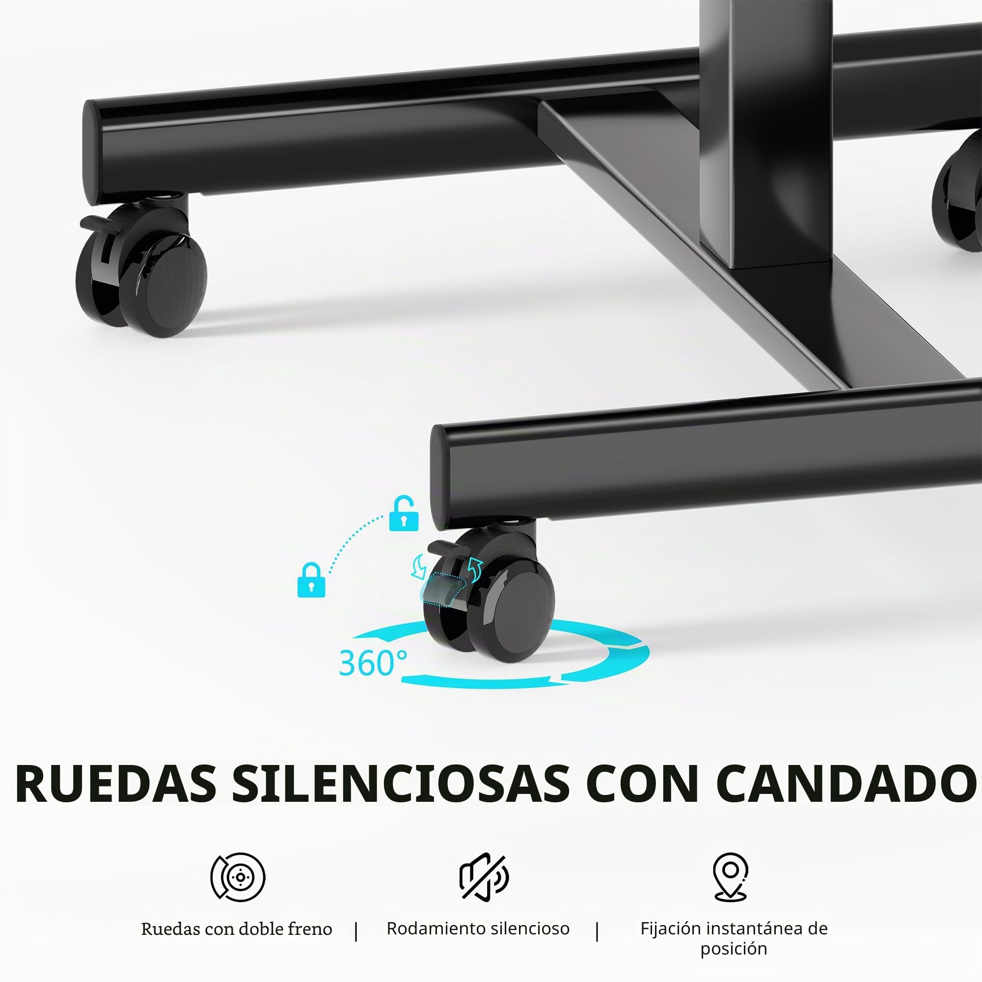 BONTEC Escritorio de pie móvil 65x48 cm con 4 Ruedas Giratorias, Ajustable en Altura, Mesa para Cama, Escritorio Portátil para Oficina y Sala de Estar, Mesa Multifuncional con Ruedas para Dormitorio
