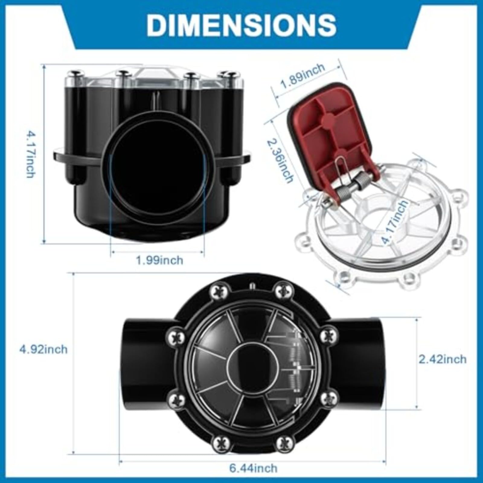 Valvola di ritegno 7235 Valvola di ritegno da 180 gradi per Jandy Pools 7056 Flapper con perno a molla in acciaio inossidabile per sistemi termali (B)