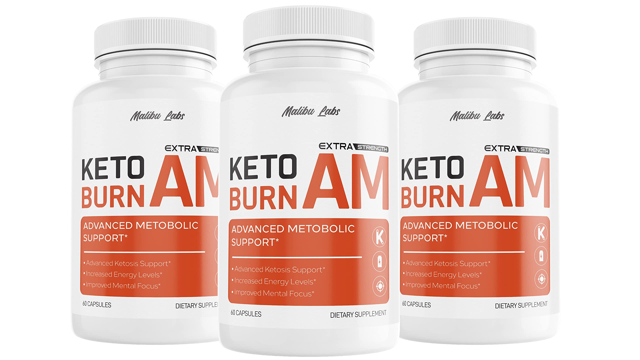 (3 Pack) Keto Burn AM, Strong Advanced Formula 1300mg, Made in The USA, (3 Bottle Pack), 90 Day Supply