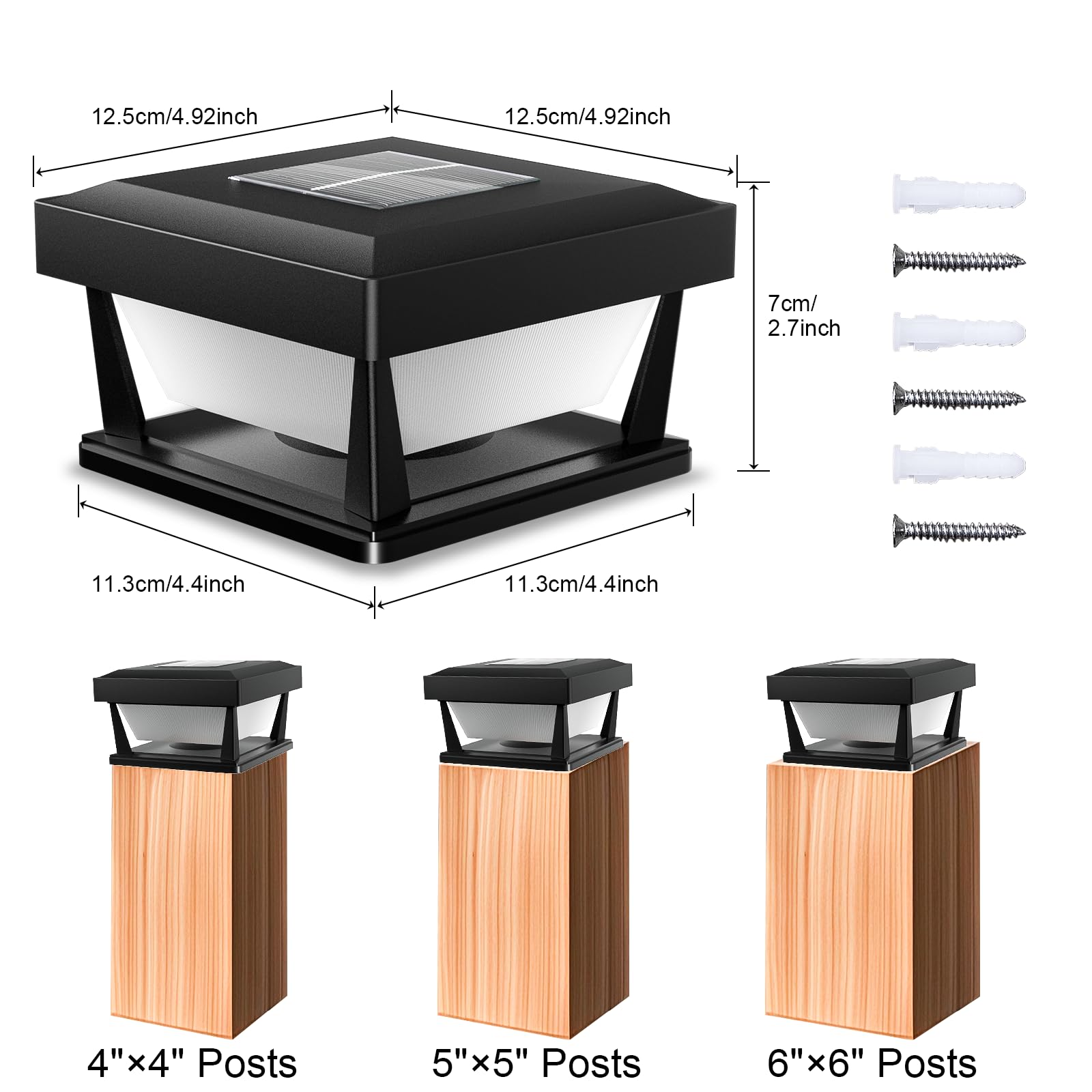 CREATESTAR 4 stuks solarpadlampen voor tuin, IP65 waterdicht, warm licht, 7-10 x 10 cm, houten palen
