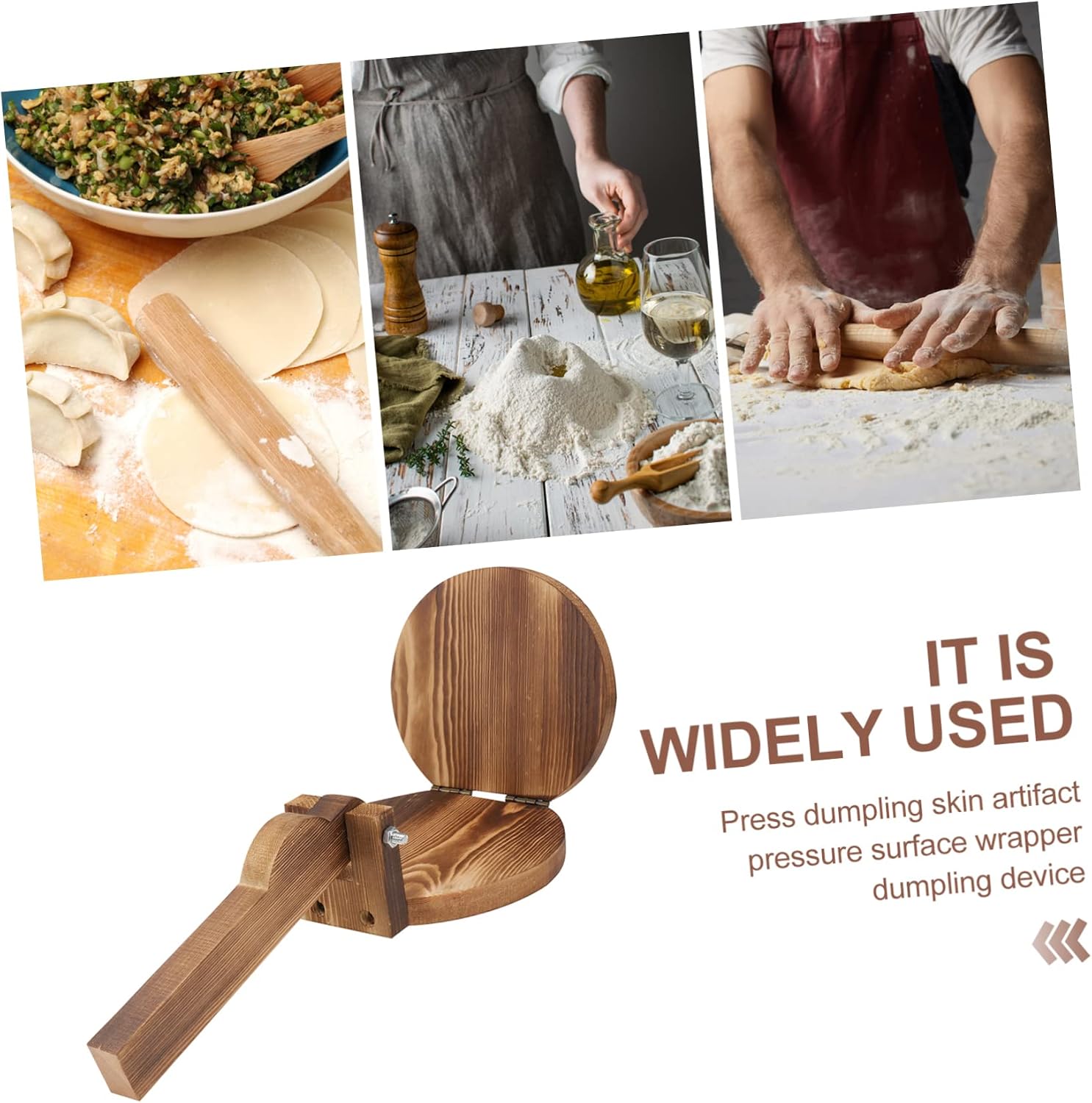 Garneck Wooden Dumpling Wrapper Mold Manual Dumpling Pressing Tool for Kitchen Easy to Use Dough Press for Making and Biscuits Versatile Kitchen Gadget