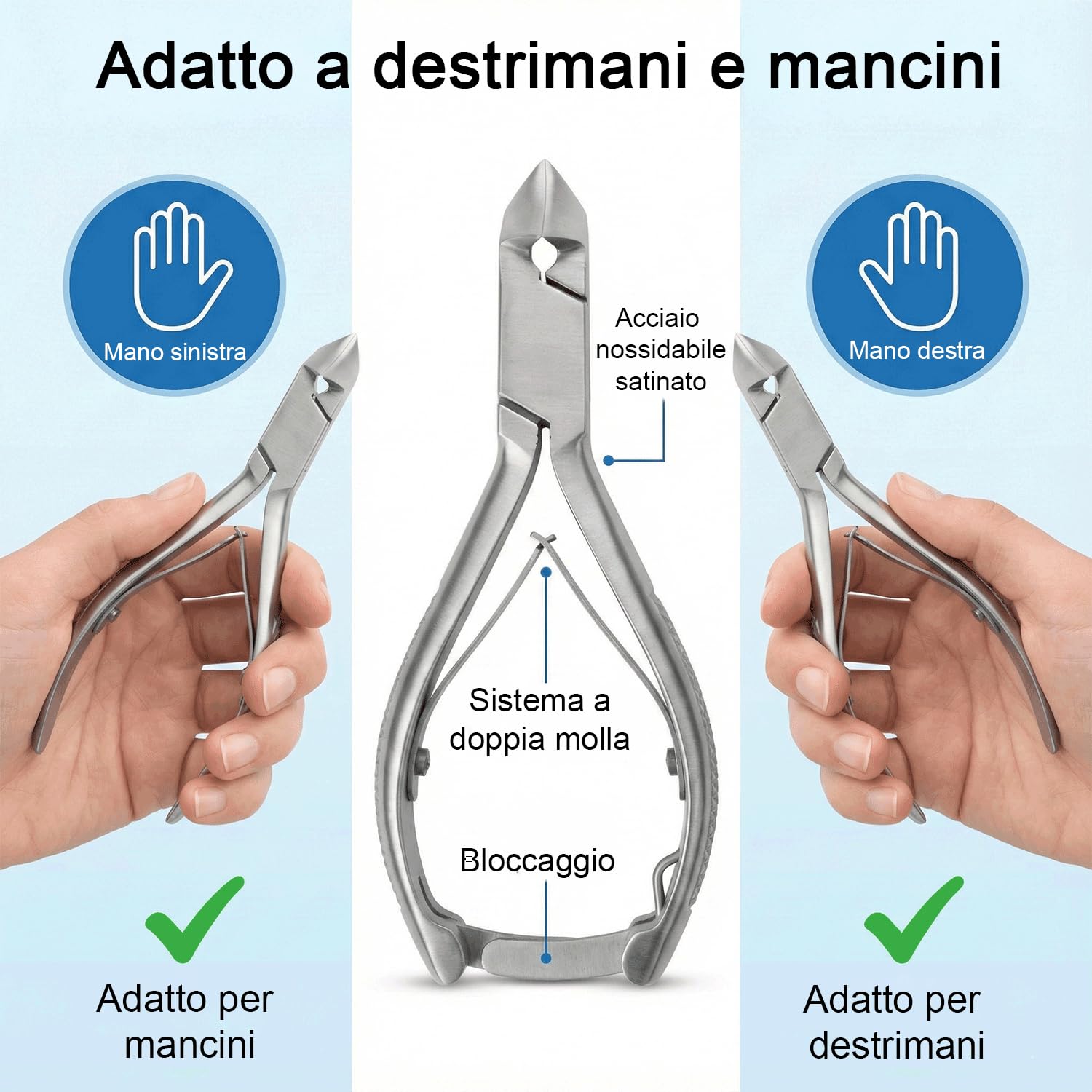 Tronchese per Unghie - Lame curve - Con tappo in pelle - Acciaio Inox