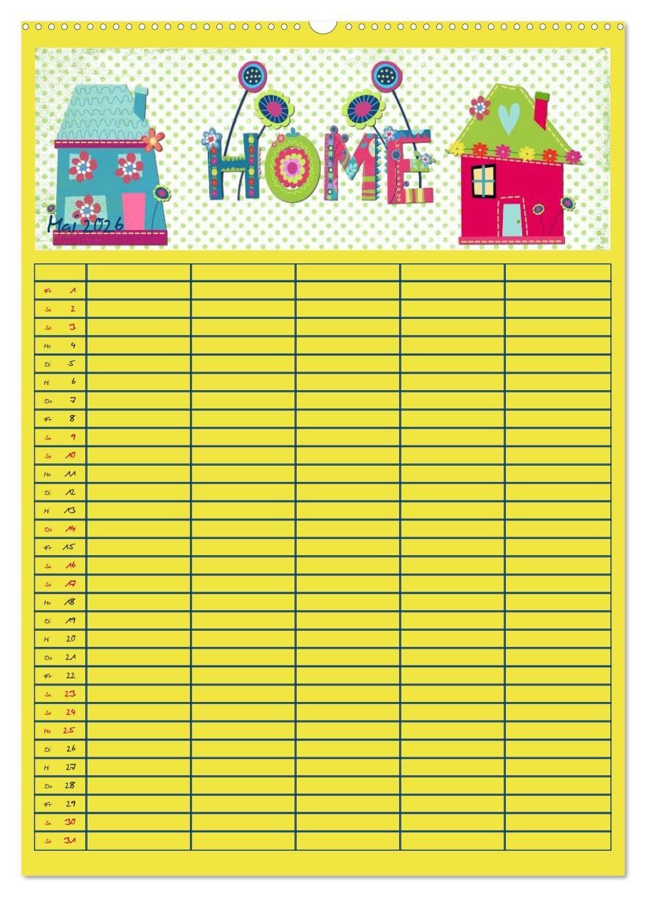 Unser buntes Familienleben (Wandkalender 2026 DIN A2 hoch), CALVENDO Monatskalender: Der farbenfroh und heiter illustrierte Monatsplaner für die ganze Familie (CALVENDO Spass)