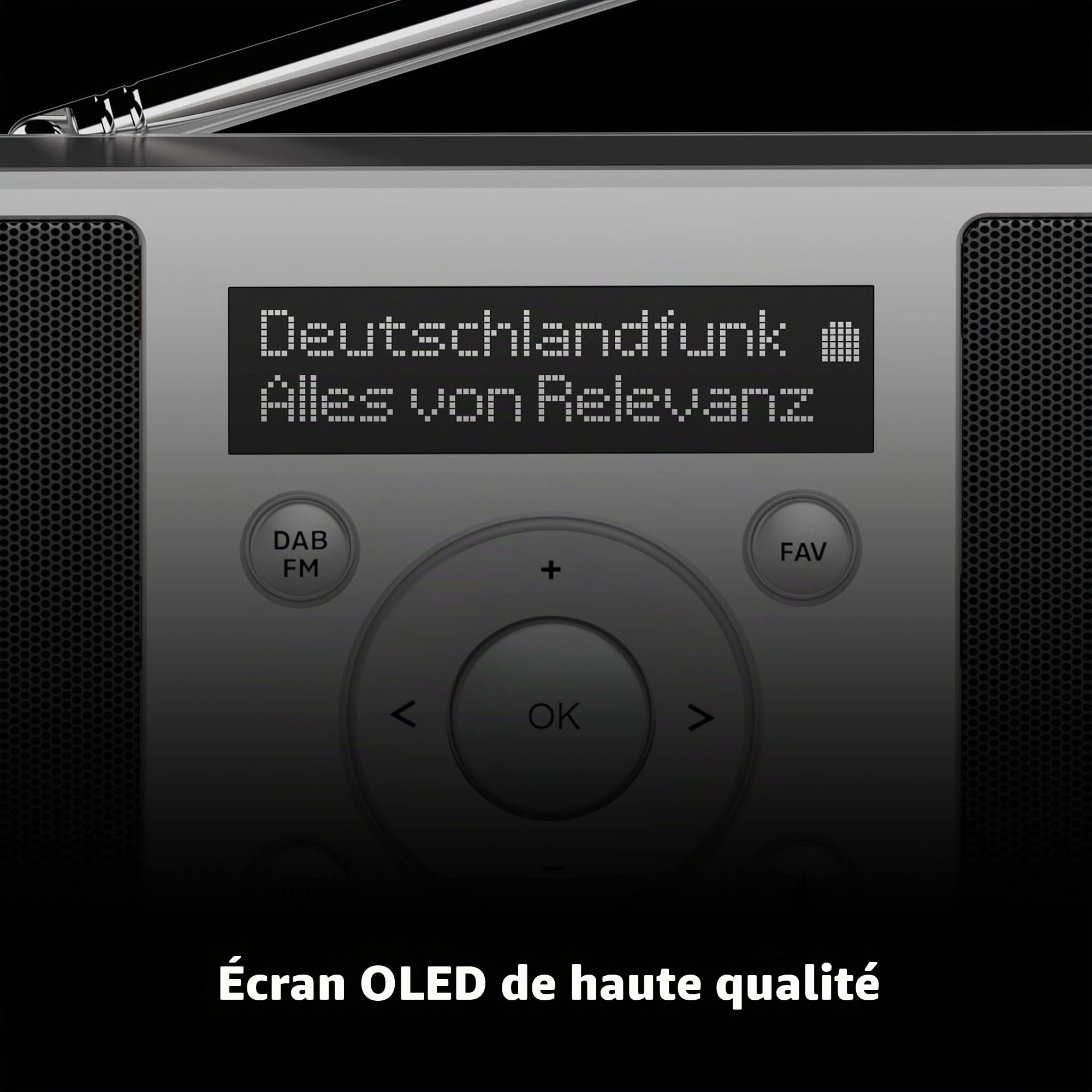 TechniSat DIGITRADIO 1 S - Radio Dab stéréo Portable avec Batterie Rechargeable (Dab+, FM, FM, Haut-Parleur, Prise Casque, mémoire des favoris, écran OLED, 2 W RMS) Argent/Noir | DAB, FM, haut-parleur, prise casque, mémoire préférée, écran OLED, 2 W RMS,