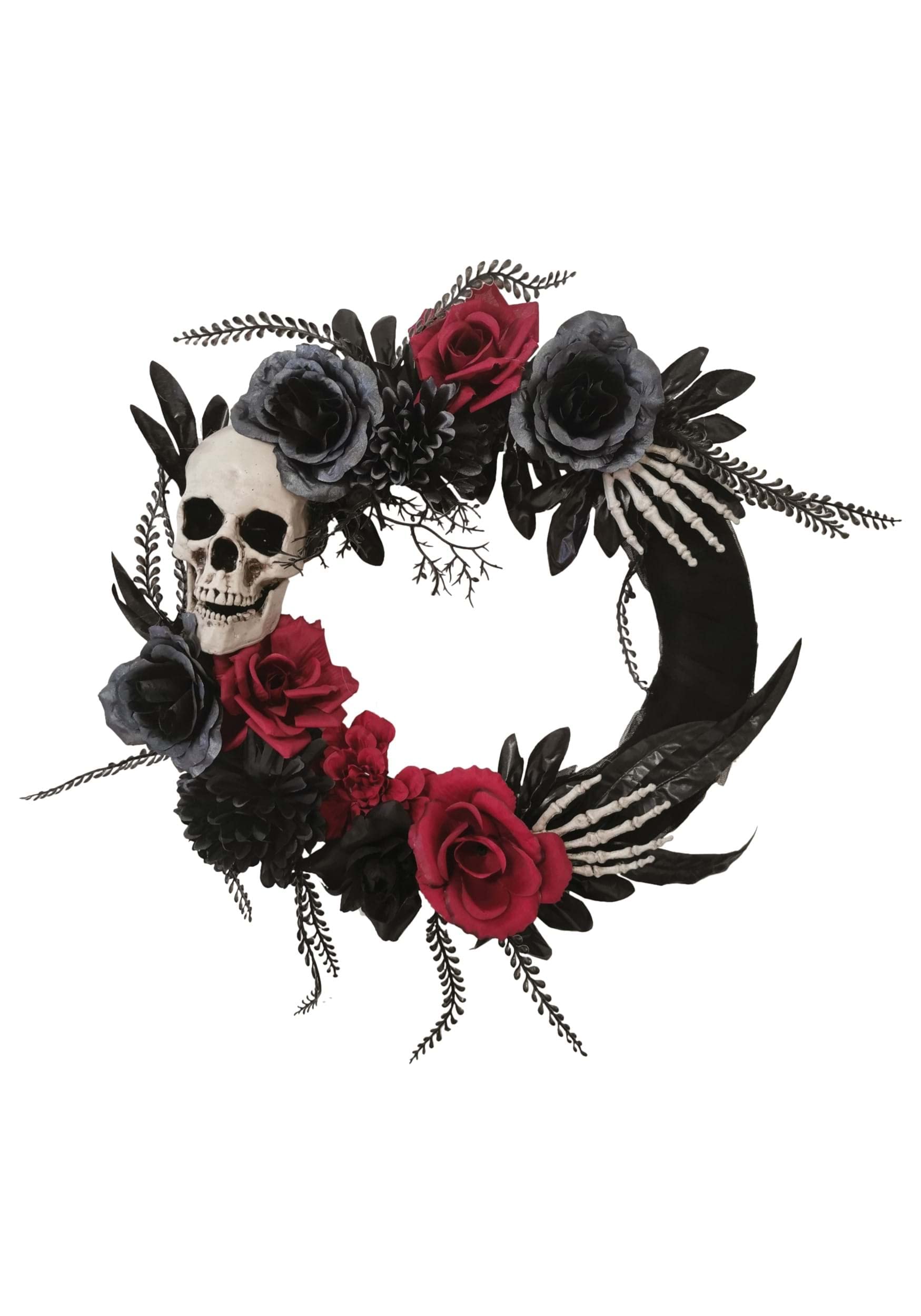 SUNSTAR INDUSTRIES 18" Black Skull Wreath with Hands and Roses Standard