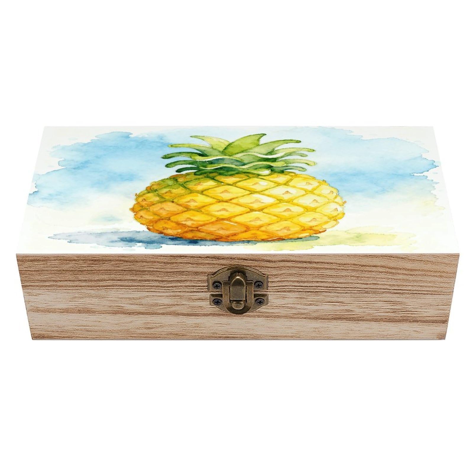 VstaDank Pineapple Wooden Storage Box with Hinged Lid Natural Wooden Box Beautifully Keepsake Boxes Vintage Wood Boxes Jewelry Organizer Trinket Storage Chest Unique Gift