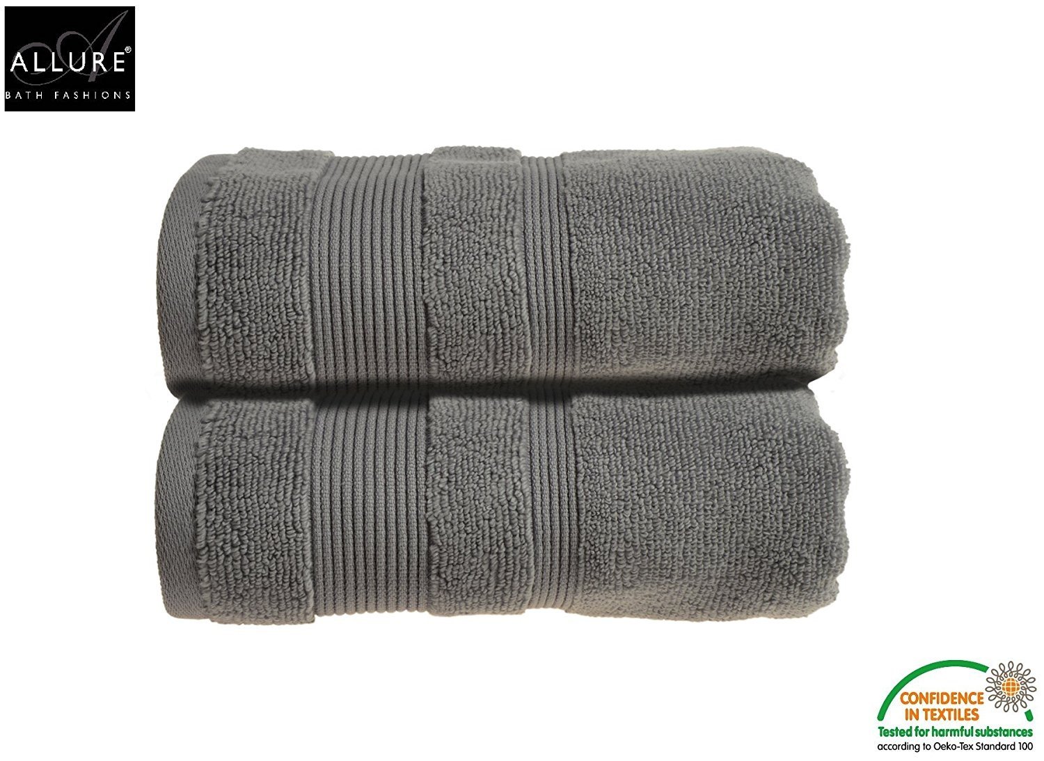 Allure Zero Twist Hand Towel Set for Bathroom, Pack of 2, 50 x 85cm, 100% Egyptian Cotton (Dove Grey)