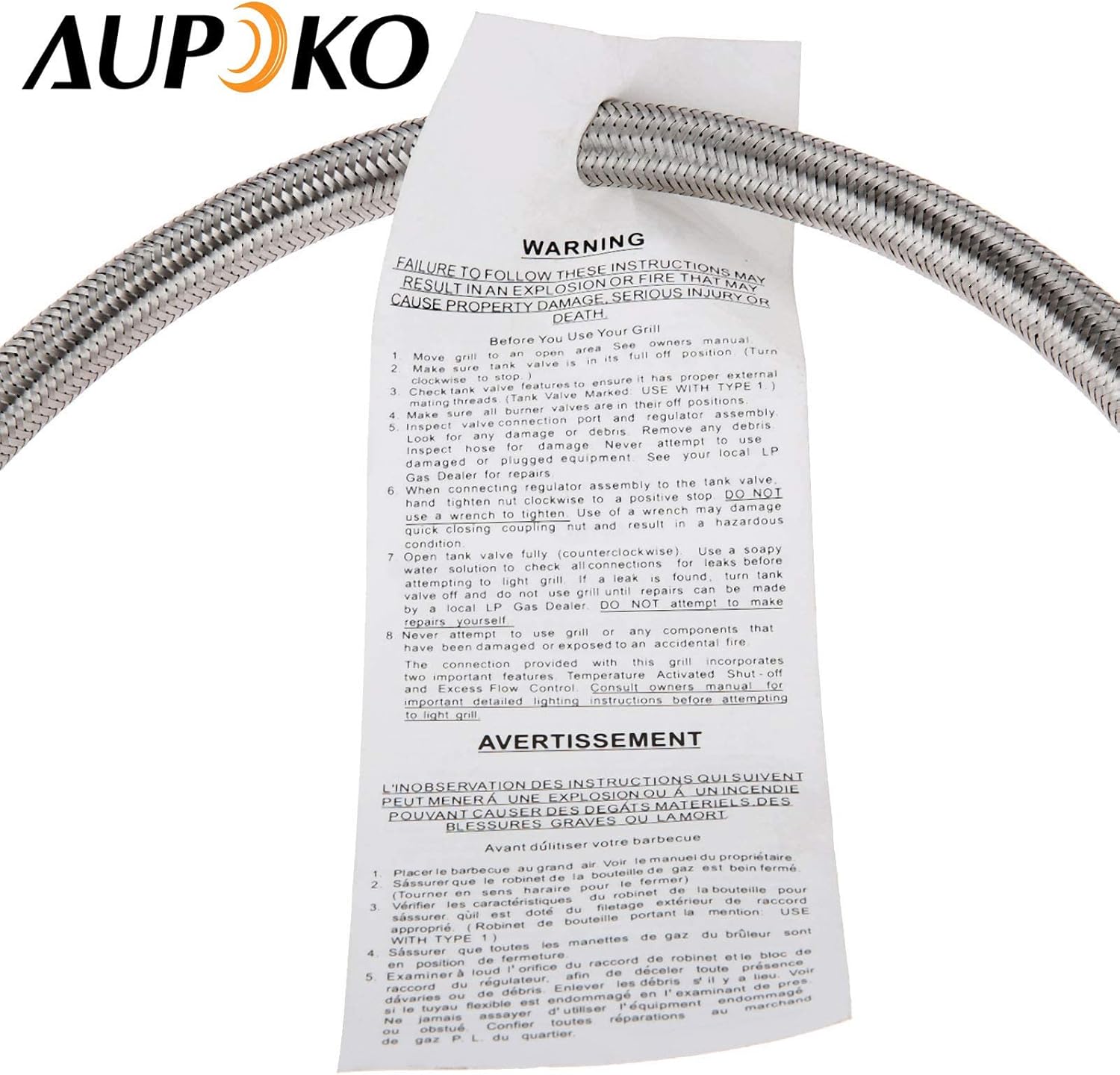 Aupoko Adjustable Propane Regulator Stainless Braided Hose 0-30 PSI with Gauge, 2 Y-Splitter Hose QCC1/Type1 to 3/8" Female Flare Fitting, for Heaters/Grills, Fire Pit High Pressure Regulator Valve