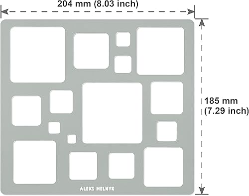 Miniatura 4 de Aleks Melnyk No.209 Plantilla de cuadrados de metal, plantilla, maestro de cuadrados, herramienta de arte, plantilla de dibujo isométrico,