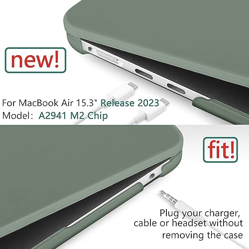 Miniatura 2 de Funda para MacBook Air de 15 pulgadas 2023 lanzada en 2023 A2941 con chip M2, carcasa rígida de plástico para laptop con cubierta para teclado y