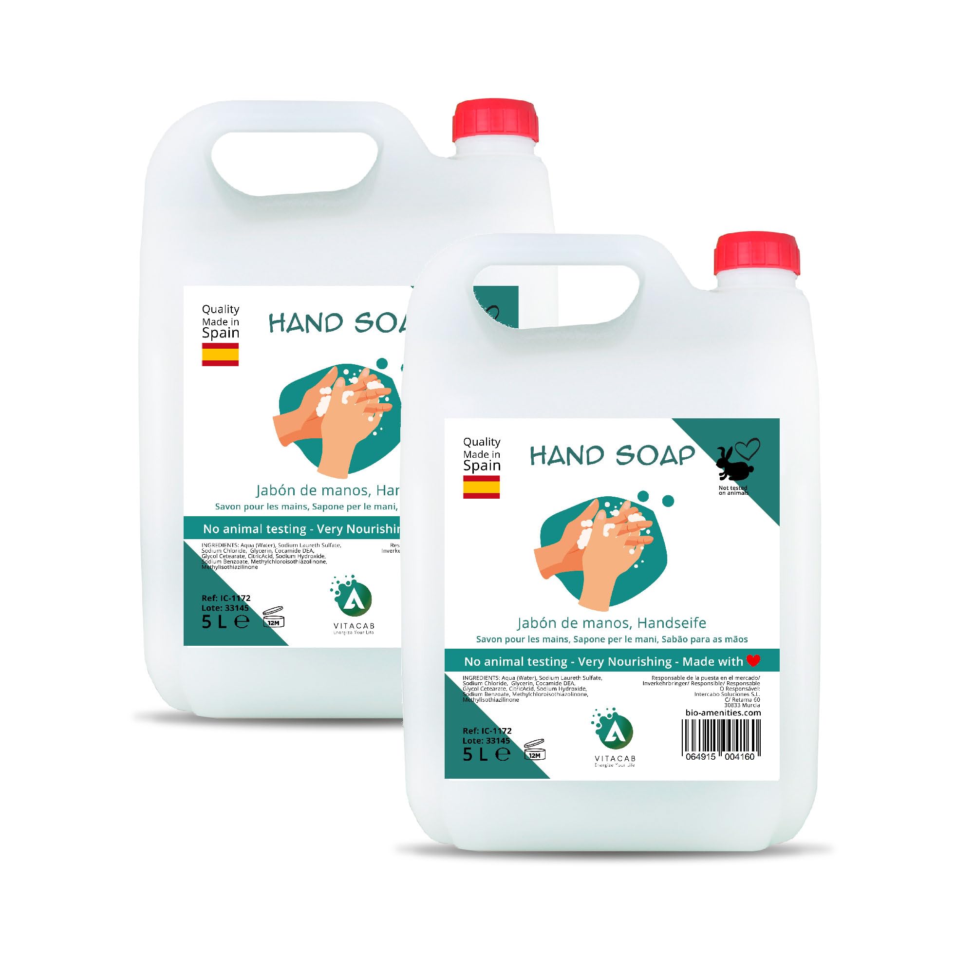 Sapone per le Mani Handseife – Confezione da 2 Caraffe da 5 Litri, Sapone Liquido Delicato, Detergente Mani Uso Frequente, Schiuma Efficace, Formato Conveniente
