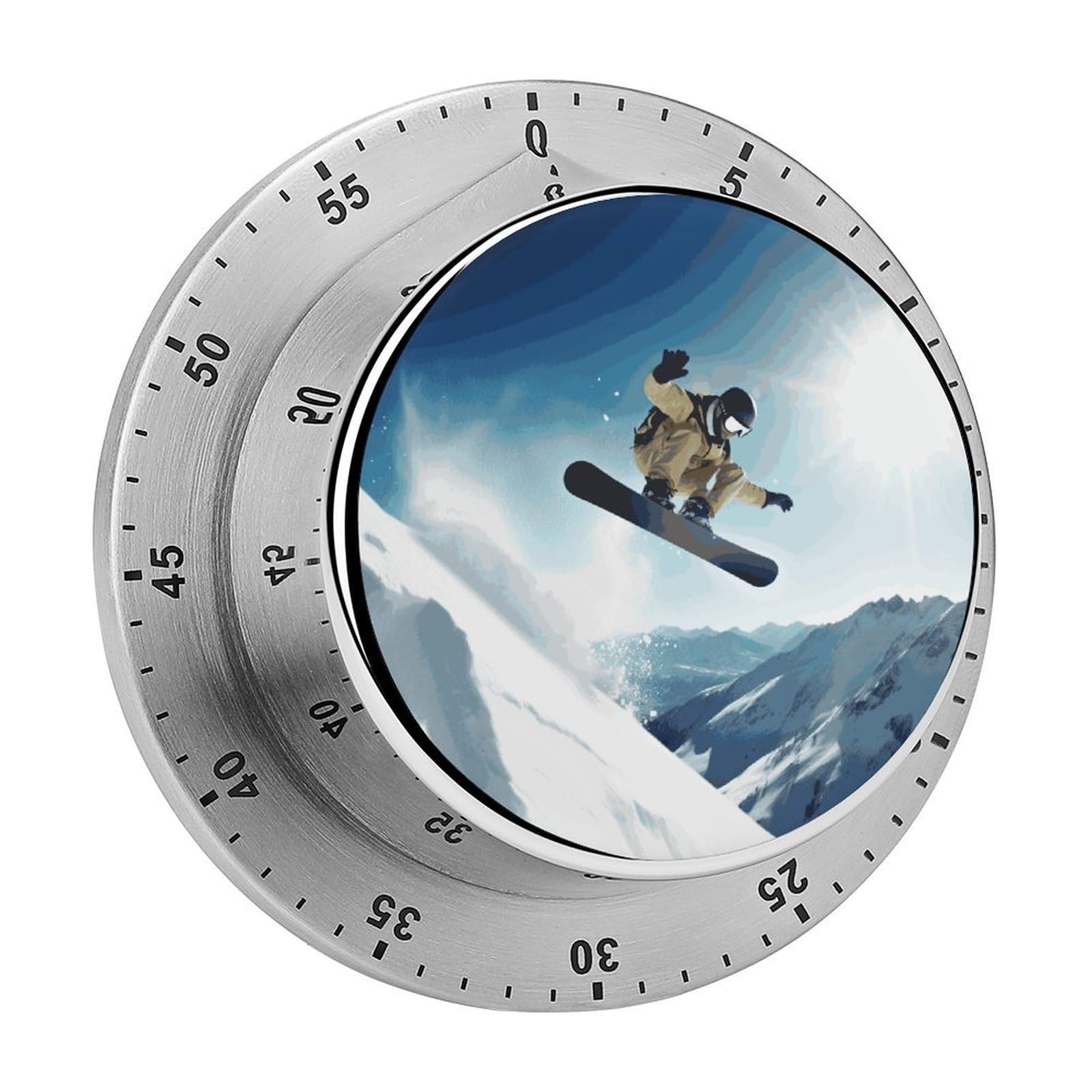Adfgyerh Style Snowboarding Timer For Cooking, Kitchen Timer Magnetic No Batteries Required, Mechanical Timer With Loud Alarm, For Fitness Baking Exercise Oven