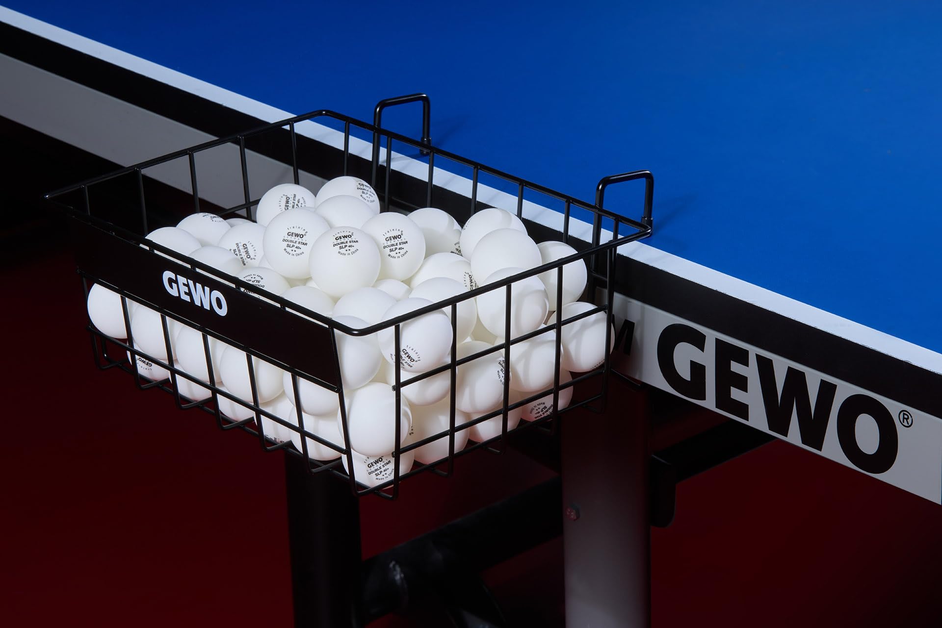 GEWO Ballkorb für bis zu 120 Tischtennisbälle – Edelstahl, robuste Gitterkonstruktion, zur Befestigung am Tisch – Praktisches Trainingszubehör