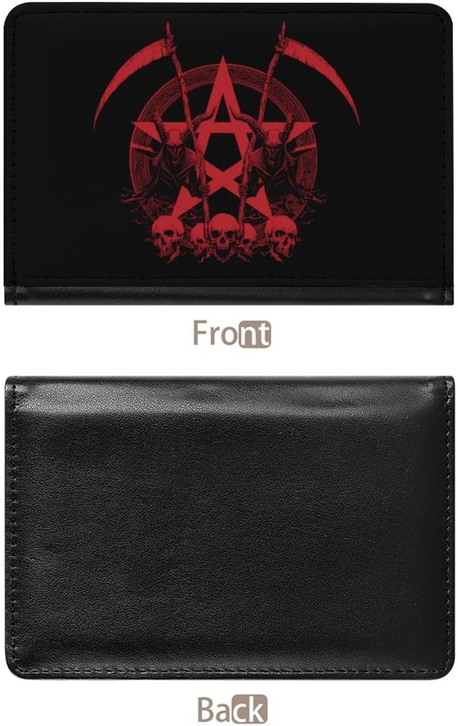 Ghoulses And Pentagram Travel Passport Holder Passports Protective Cover for Women Men with Card Slots
