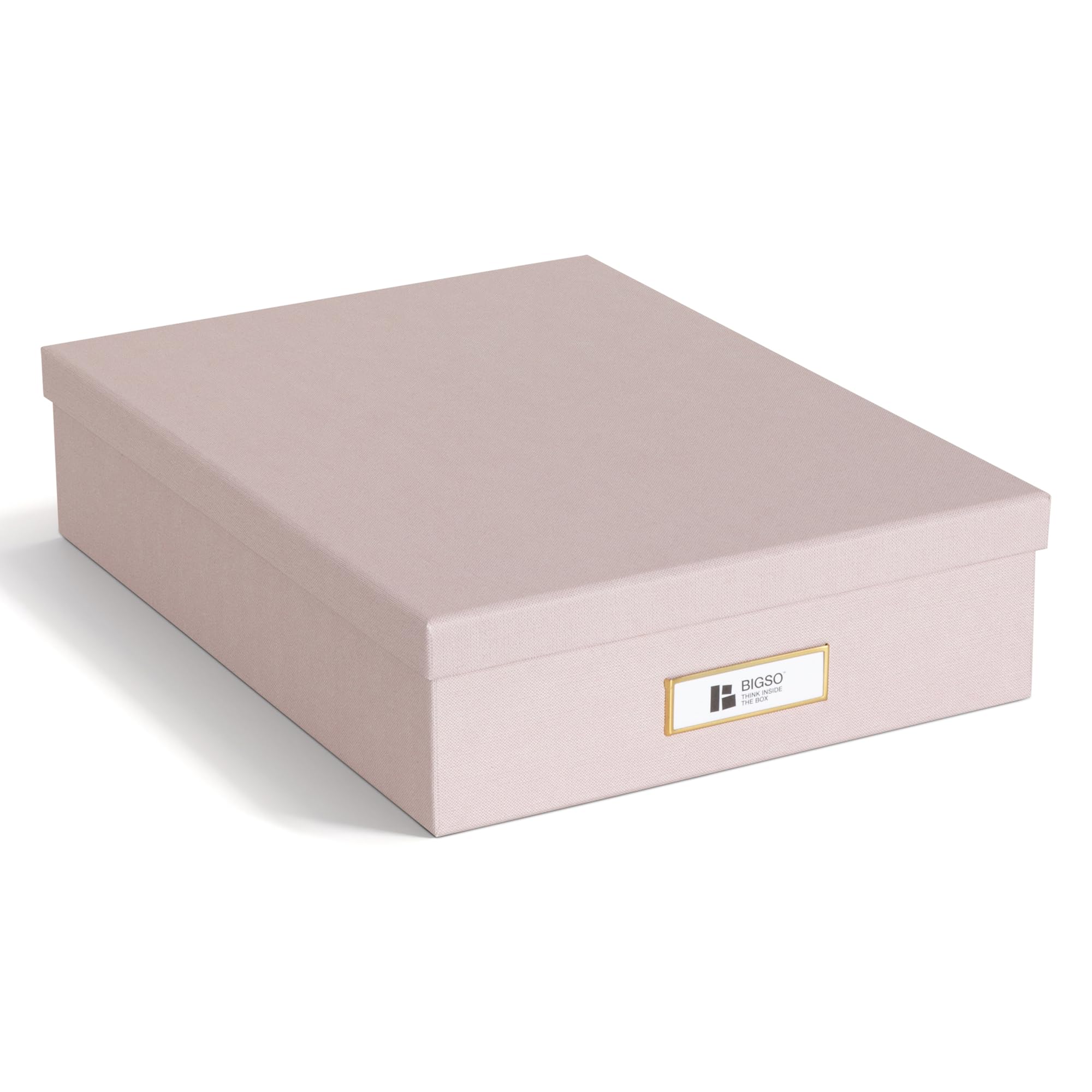 Bigso Box Of Sweden Pink Bigso Oskar A4 Document Box - Storage Box With Lid And Handle - Desk Tray For Paper, Brochures & Documents - Shelf Storage Box Made Of Fibreboard And Paper