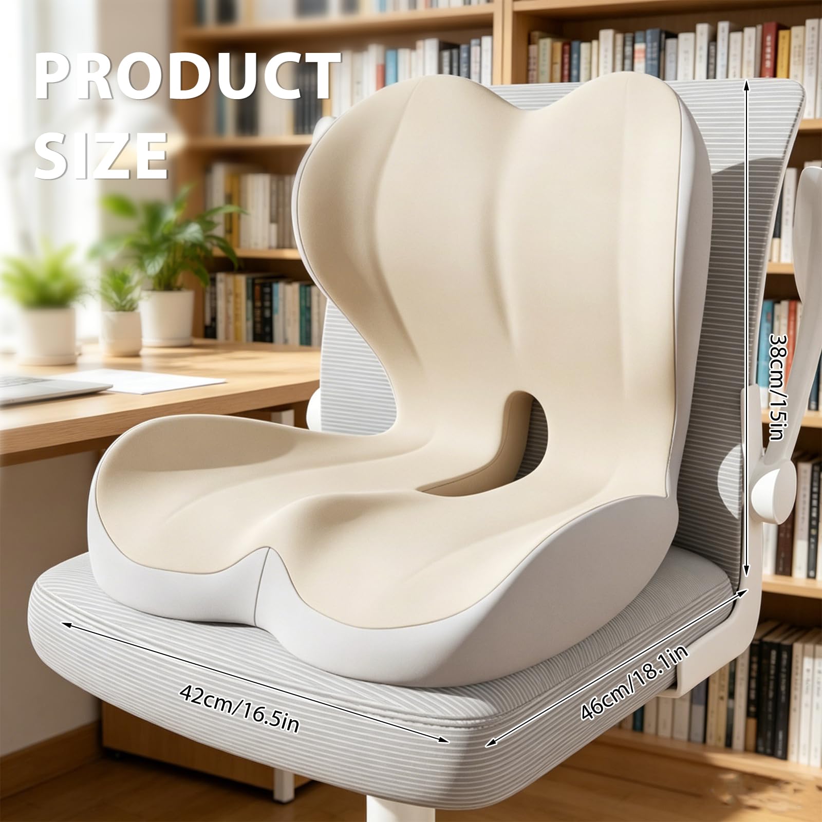 Cojín ergonómico con respaldo, cojín de espuma viscoelástica para silla de oficina y coche, cojín ortopédico, cojín de asiento transpirable para oficina en casa, juegos y asiento del conductor