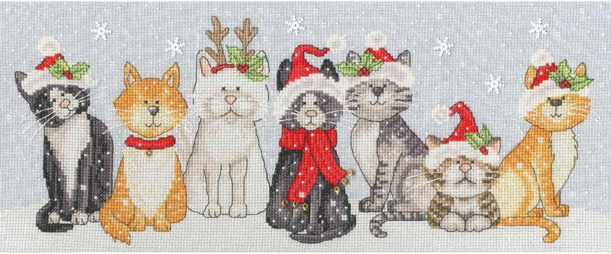 Bothy Threads Counted Cross Stitch Kit - Festive Felines