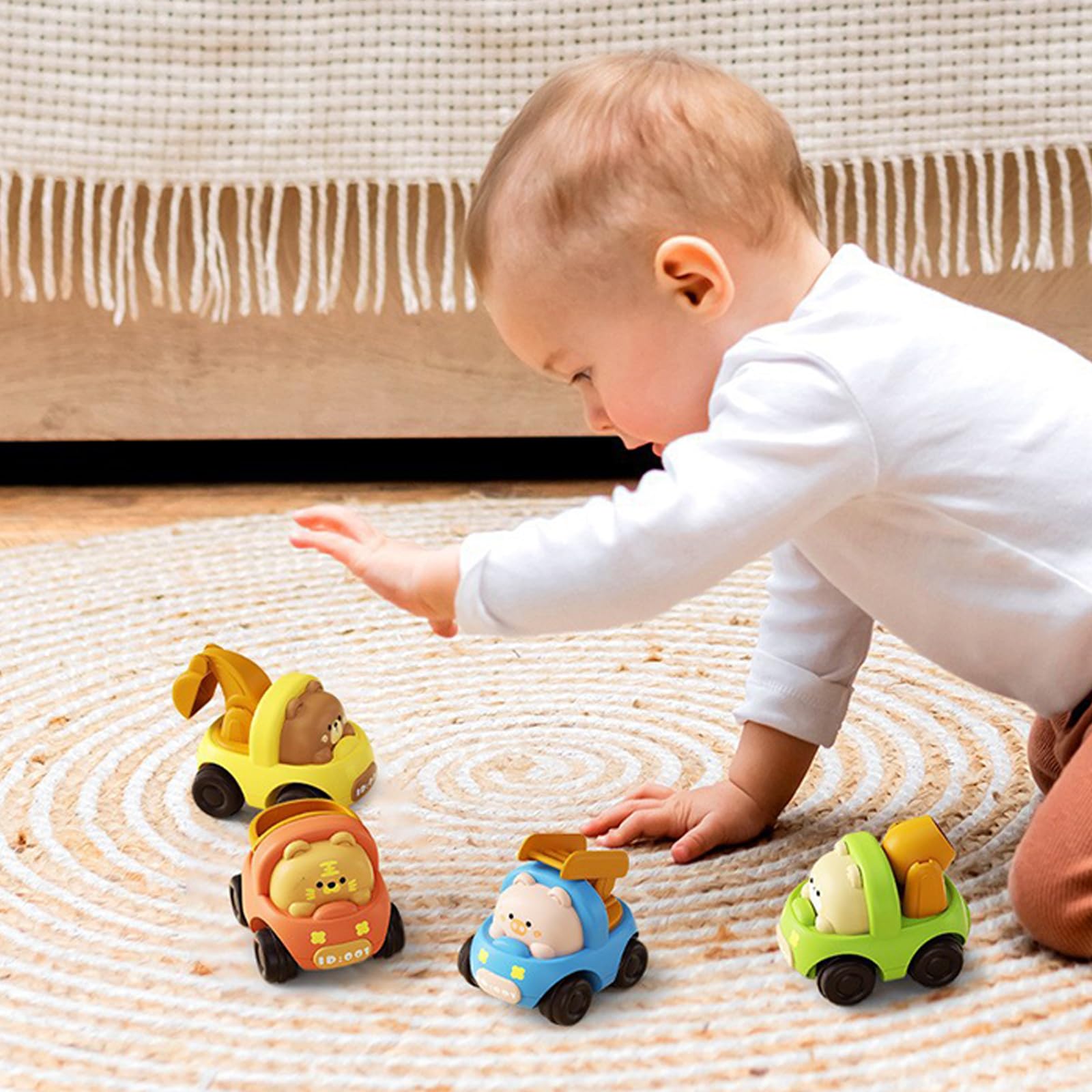 4er Set Spielzeugautos – Trägheitsautos Für Kinder Ab 1 Jahr, Niedliche Tier-Designs