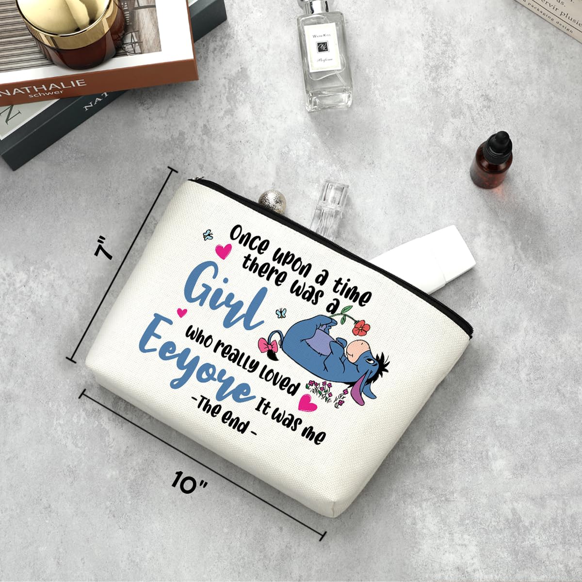 Decohim Cartoon Donkey Makeup Bag Cosmetic Bag Trip Toiletry Bag Funny Cartoon Character Lover Birthday Graduation Gifts for Women Movie Fans Sister Female There Was A Girl Who Really Loved