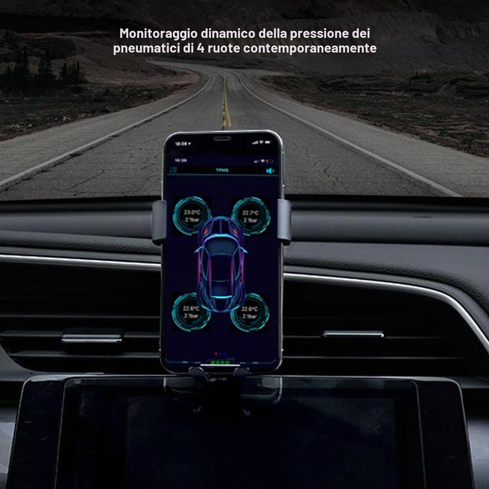 Monitoraggio della Pressione dei Pneumatici in ABS + Rame, Sensore di Pressione dei Pneumatici Bluetooth 5.0 Supporta Il Monitoraggio in Tempo Reale per Android per iOS IP67 Impermeabile