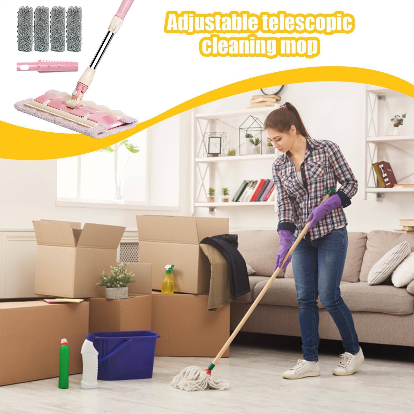 Fregona Plana - Reutilizables para Fregona Y Mango | Mopa Profesional De Microfibra | Fregona De Limpieza Con 4 Almohadillas Lavables | Herramienta De Limpieza Giratoria De 360 Grados para Co