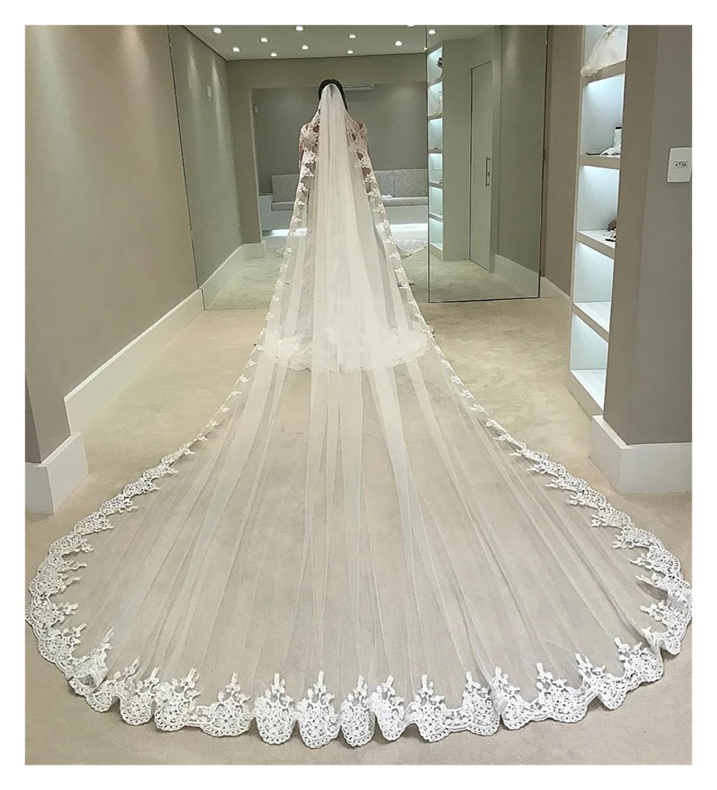 4 meter veil ivory bridal lace veil 4 meters or longer length ivory color | eBay main image 3