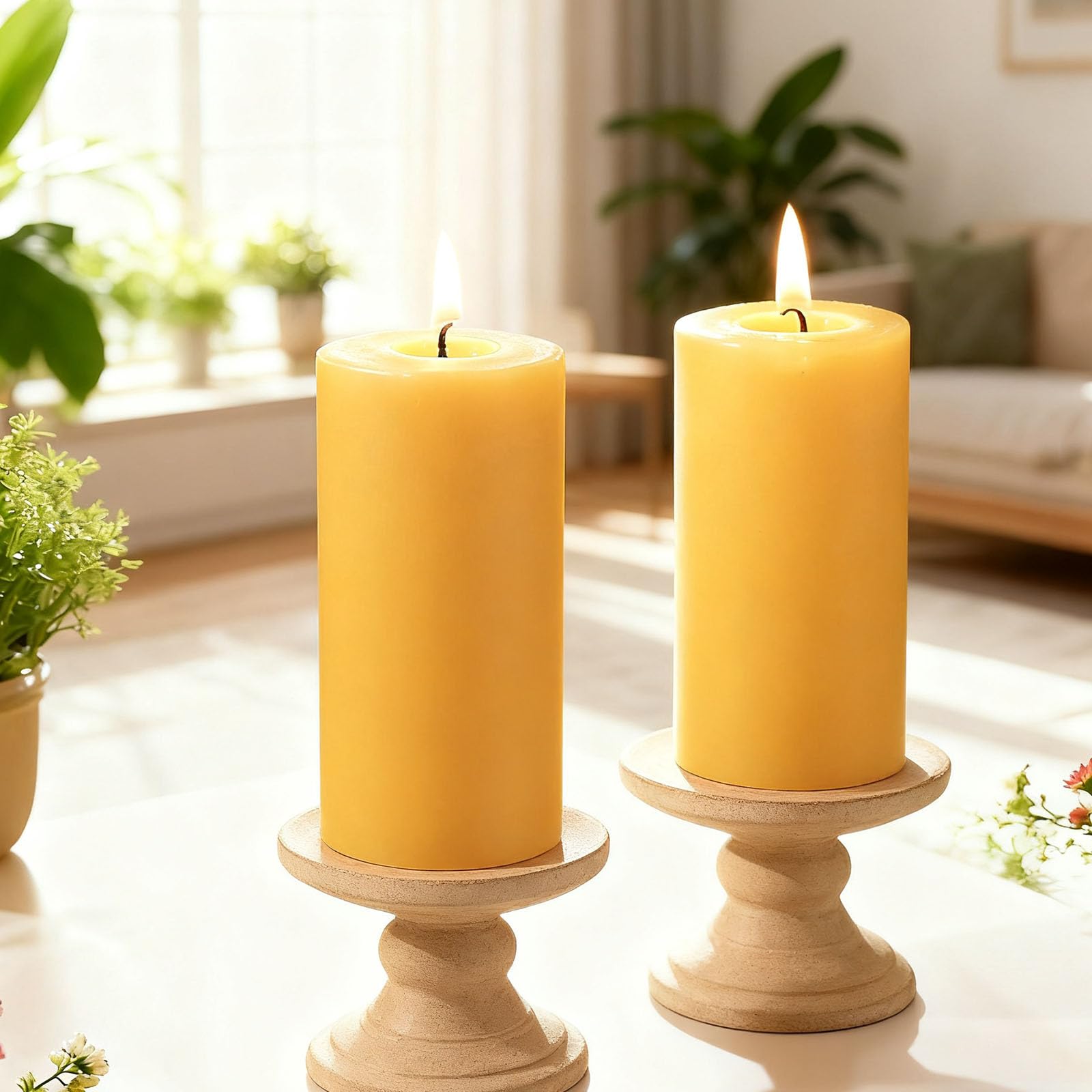 2 Pack Beeswax Pillar Candles