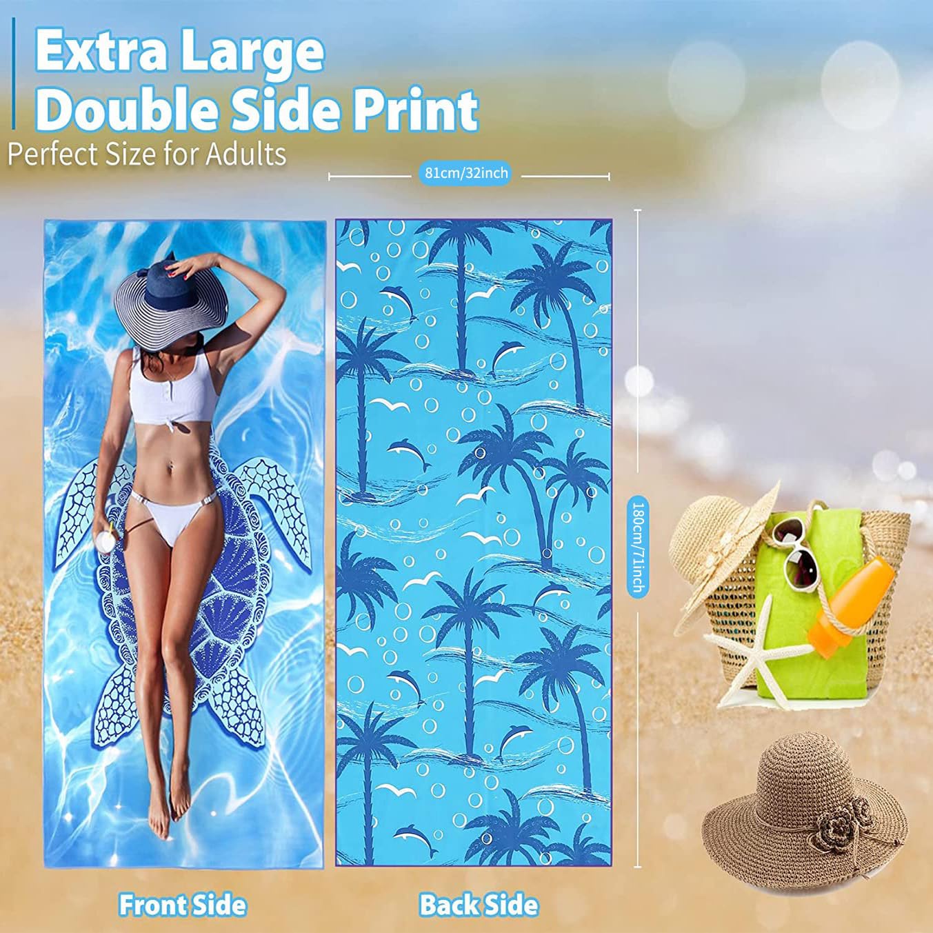 LANHUIYY (180 x 80 cm, grande telo da spiaggia, per sport, viaggi, yoga, campeggio, spiaggia, palestra, in microfibra (K-01, 80 x 180 cm)