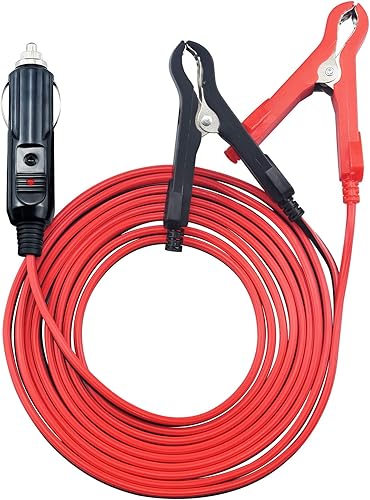 Encendedor de cigarrillos macho a pinzas de cocodrilo, cable de cargador de batería, 16 AWG 12 V resistente enchufe de cigarrillos a clips de