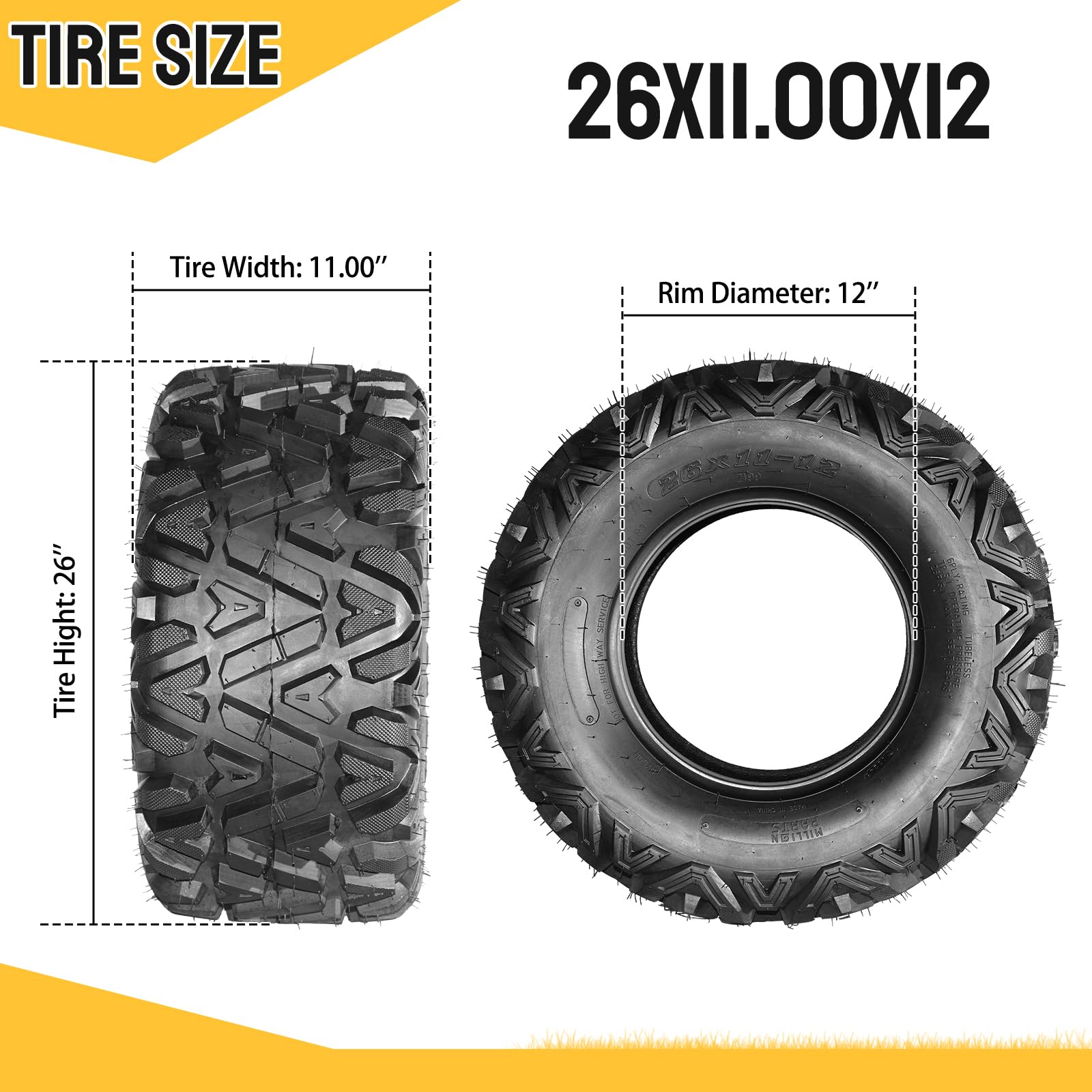 26x11x12 Atv Tires Set 4 ATV Tires 26x11-12 26x9-12 6Ply UTV Tires