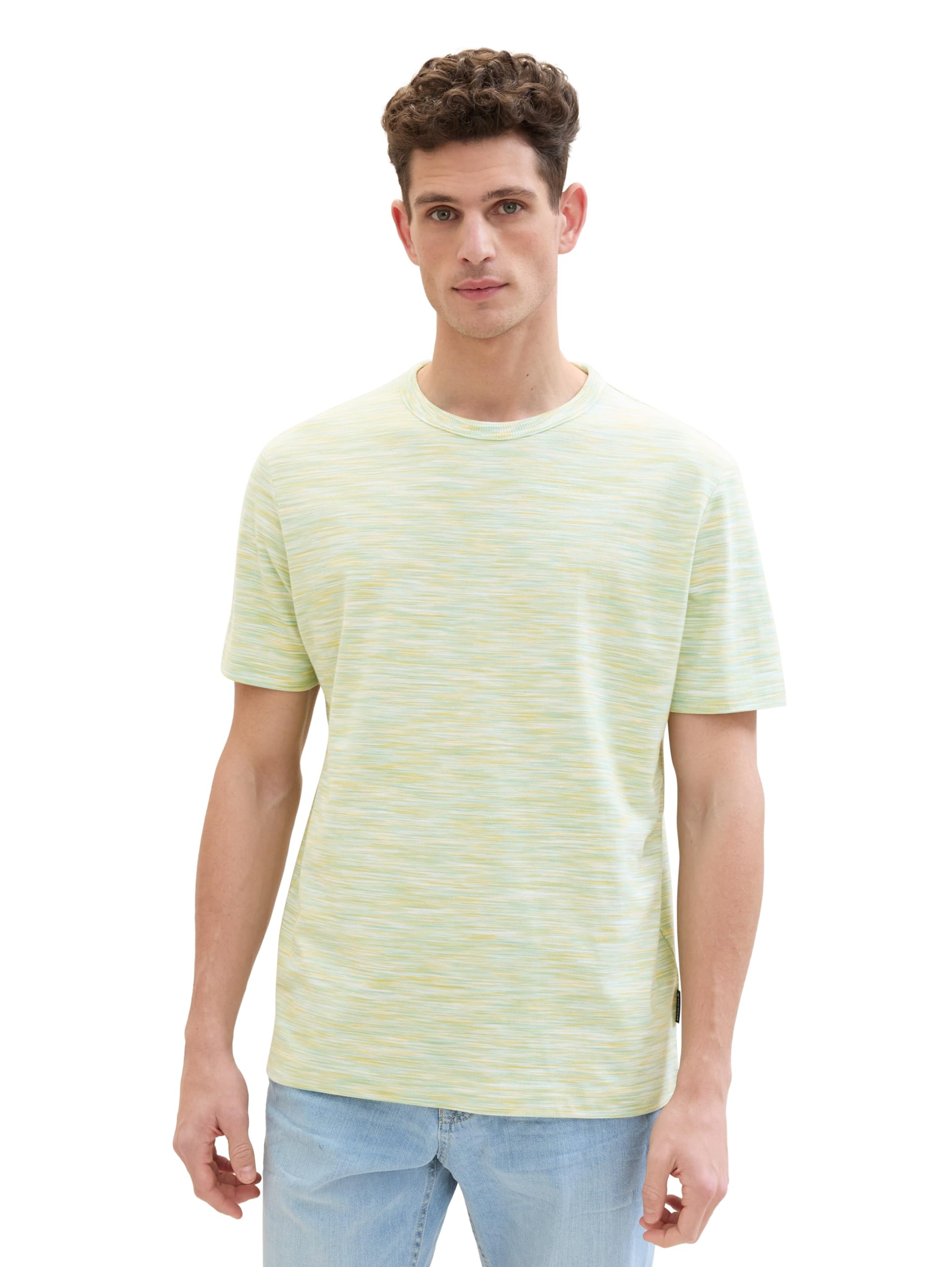 TOM TAILOR Men's T-Shirt, 35059 - Mint White Spacedye Pique, XXL