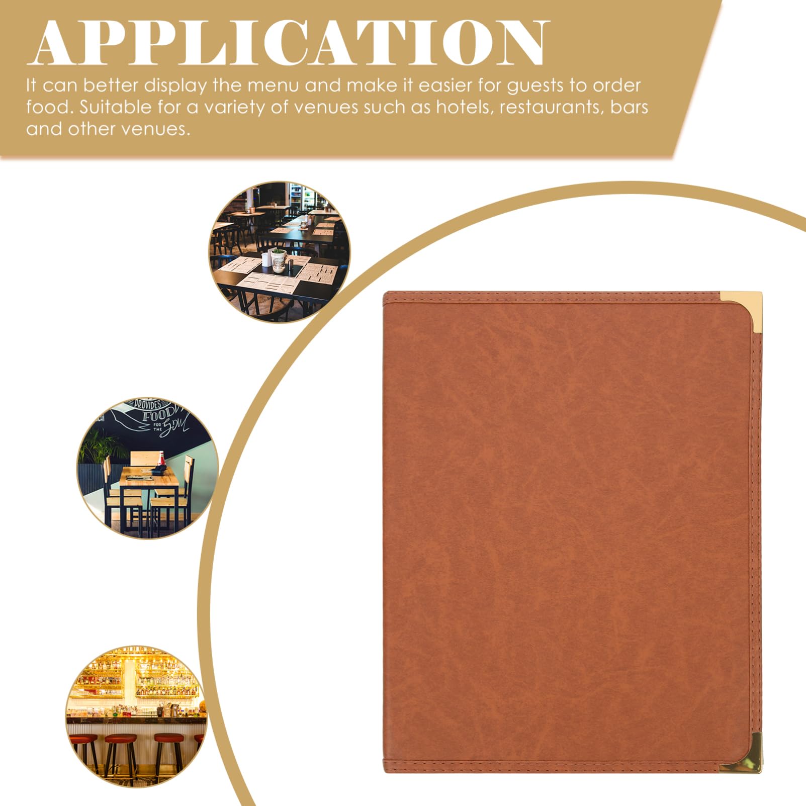 BELLIFFY Loose-Leaf Recipe Holder Clear Sleeves Menu Protective Cover Clear Menu Restaurant Menu Covers Holderrecipe Binder Menu Cocktail Menu Holder Menu Cover Book Brown Pu